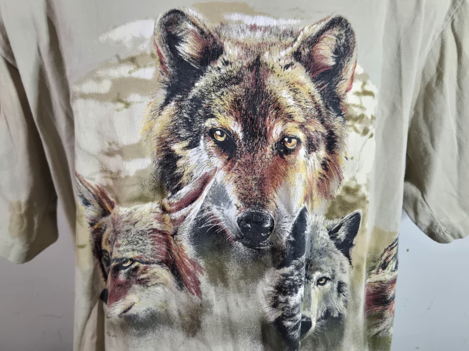 90s Wolf Nature Graphic Tee Shirt Mens Made In USA Cut Tag See Measurements