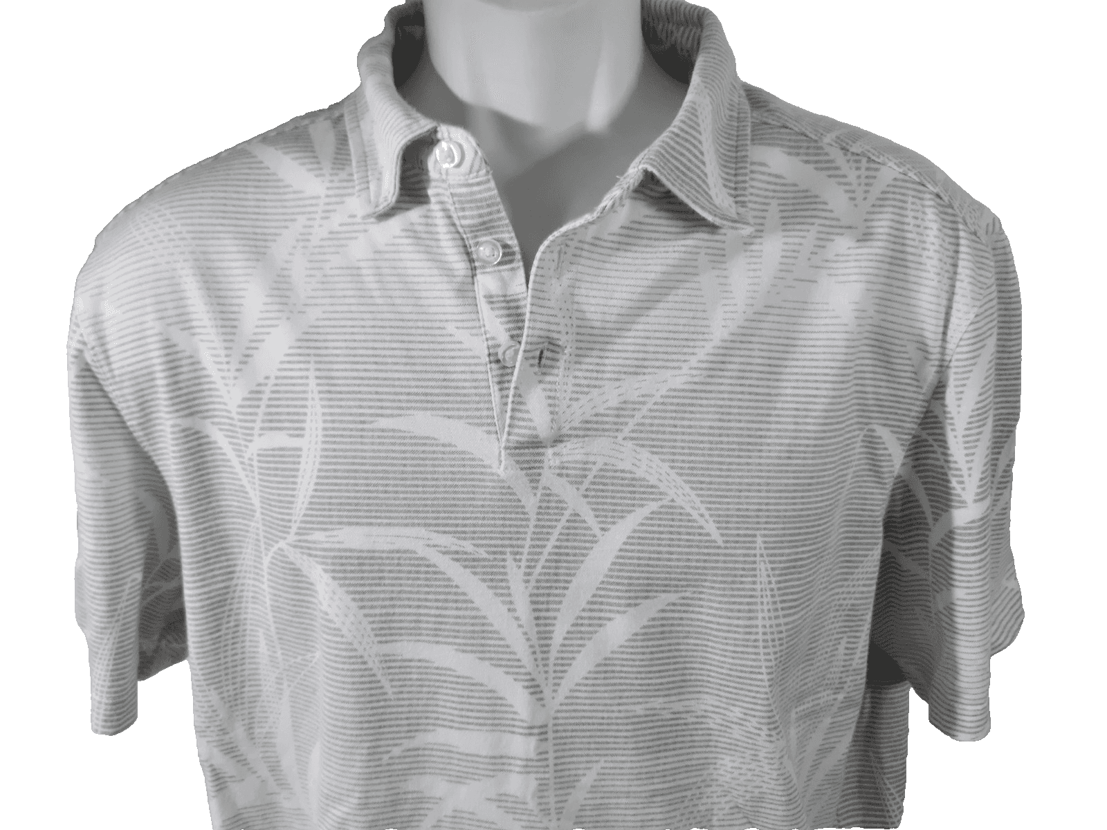 Nat Nast Polo Shirt Mens Large Gray Short Sleeve Luxury Originals Foliage Print
