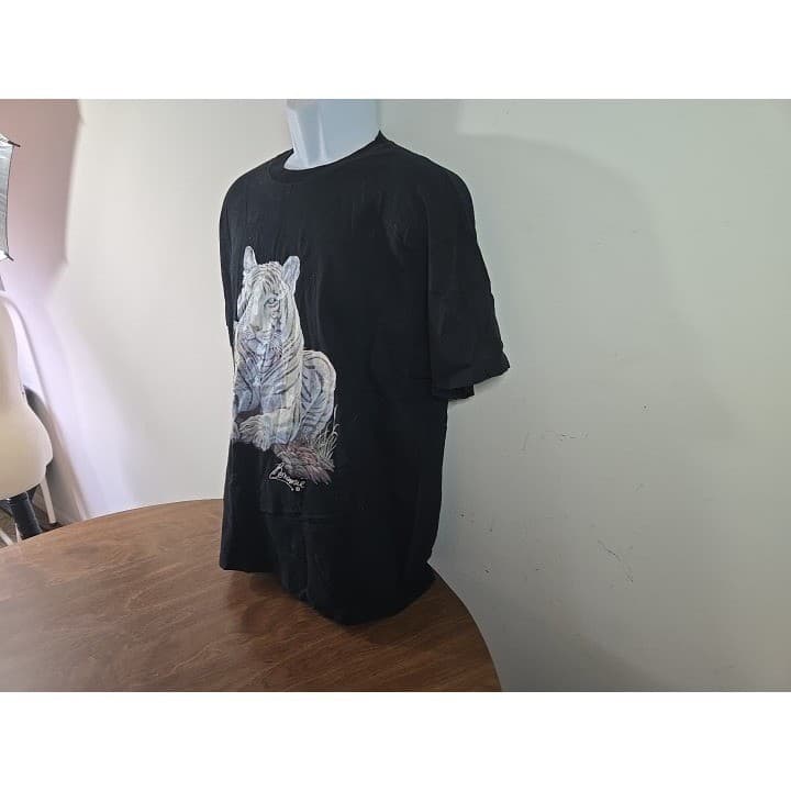 Black Short Sleeve T Shirt White Tiger Graphic Benangge Size XL - Thumbnail 4