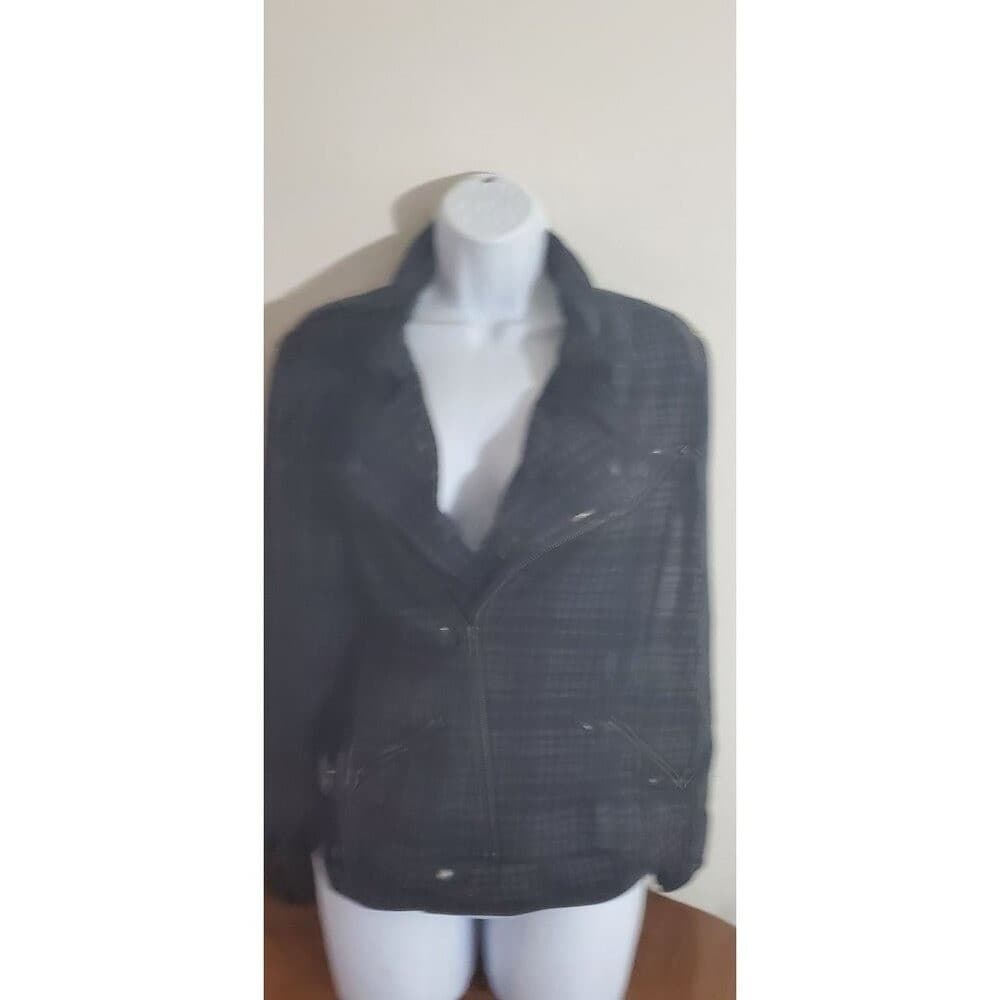 Liverpool Jeans Co Plaid Zip-Up Jacket With Asymmetrical Zipper For Women - Thumbnail 2