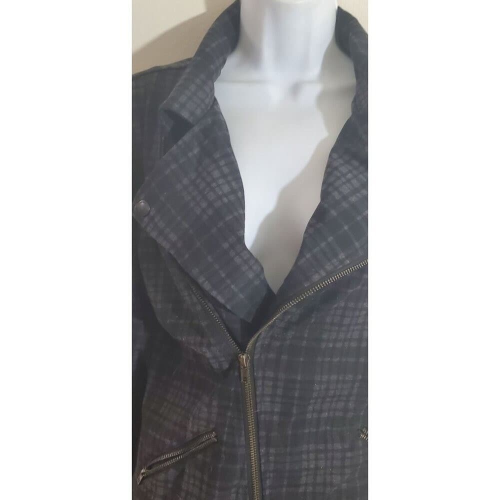 Liverpool Jeans Co Plaid Zip-Up Jacket With Asymmetrical Zipper For Women - Thumbnail 4