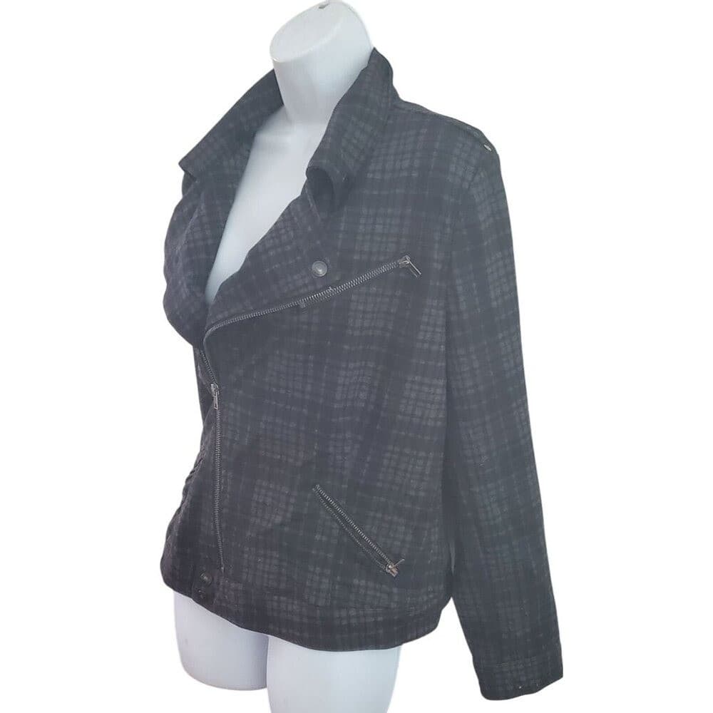 Liverpool Jeans Co Plaid Zip-Up Jacket With Asymmetrical Zipper For Women - Thumbnail 7