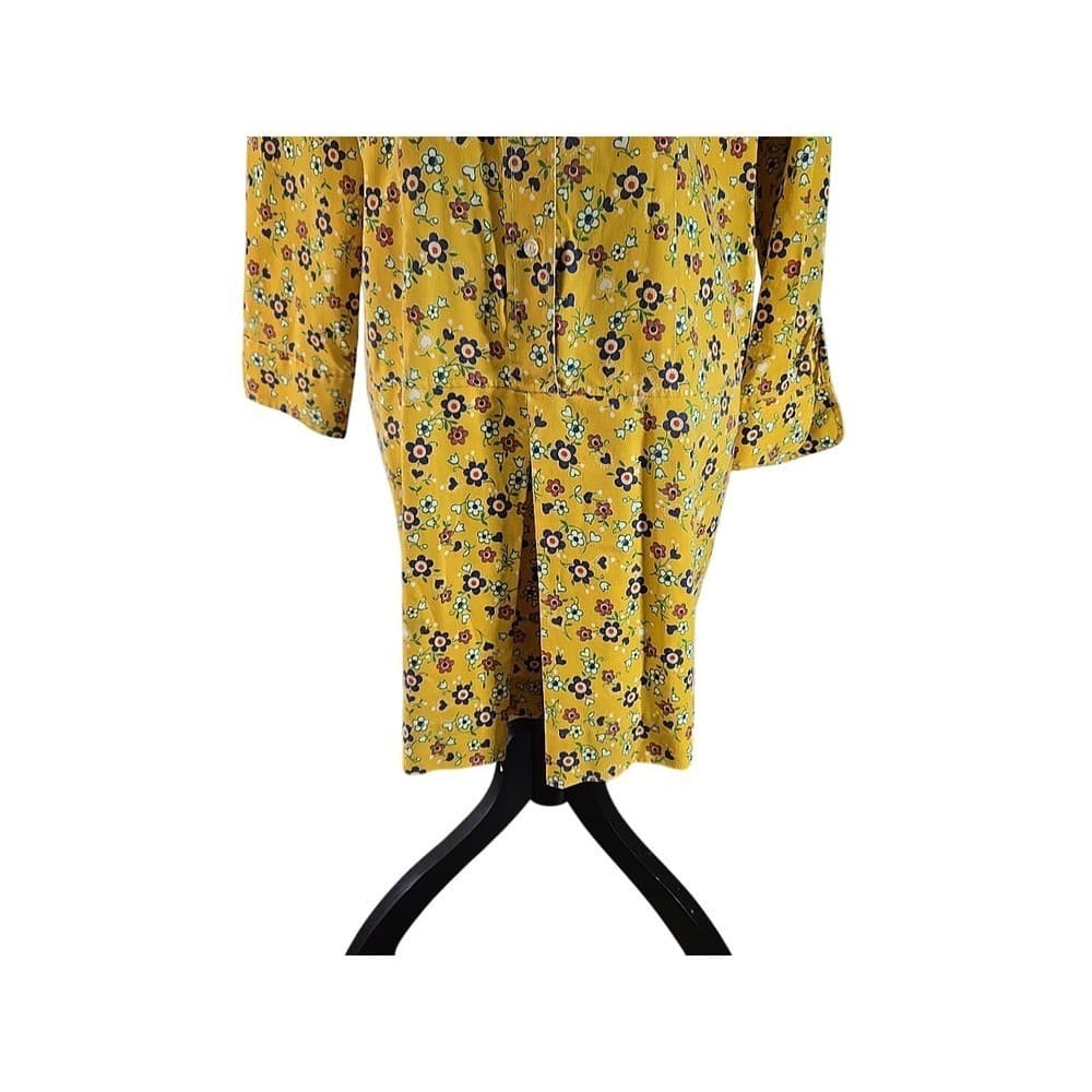 Carol Brent Yellow Floral Print Button Up Long Sleeve Culotte Dress Size 16 1/2 - Thumbnail 8