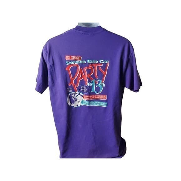 Smashed Beer Can Festival Vintage Tee Shirt Single Stitch - Thumbnail 2