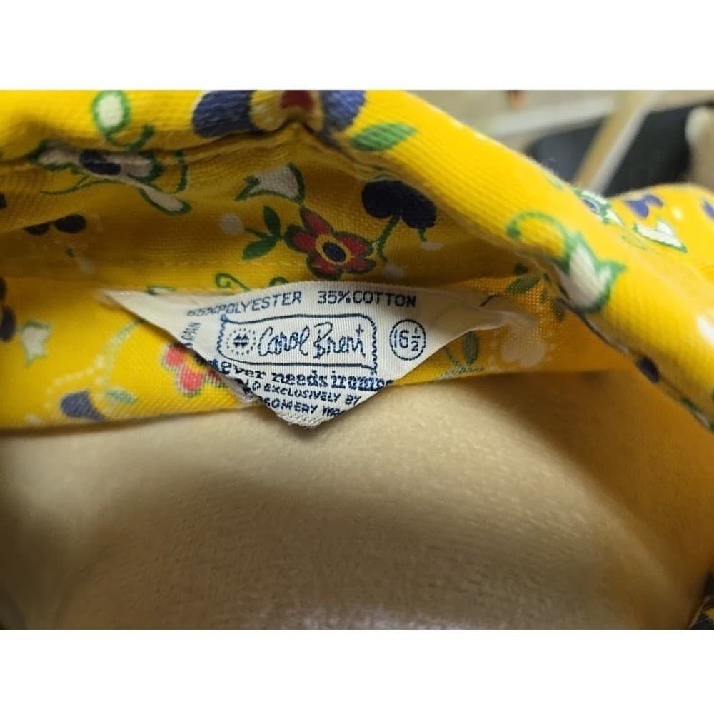 Carol Brent Yellow Floral Print Button Up Long Sleeve Culotte Dress Size 16 1/2 - Thumbnail 3