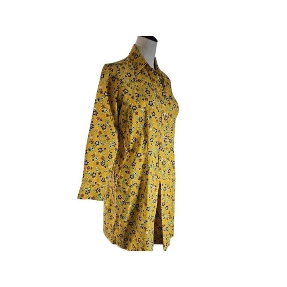 Carol Brent Yellow Floral Print Button Up Long Sleeve Culotte Dress Size 16 1/2