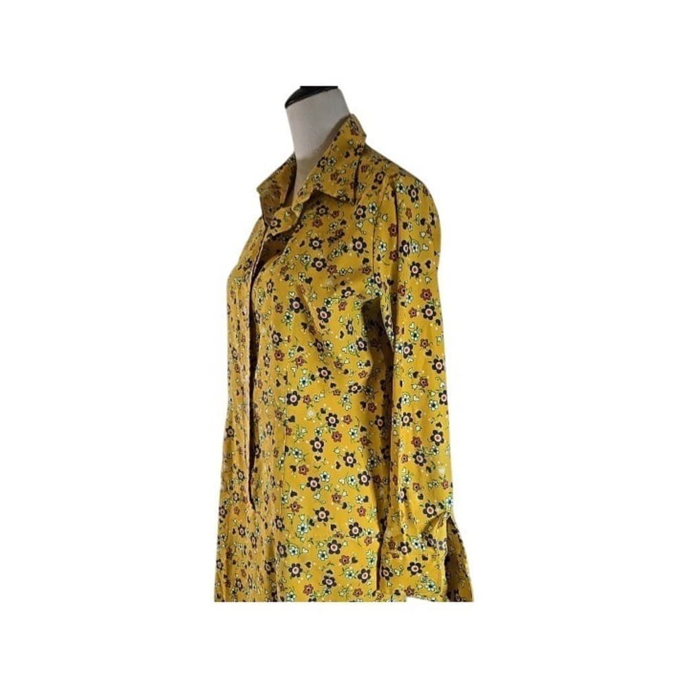 Carol Brent Yellow Floral Print Button Up Long Sleeve Culotte Dress Size 16 1/2 - Thumbnail 7