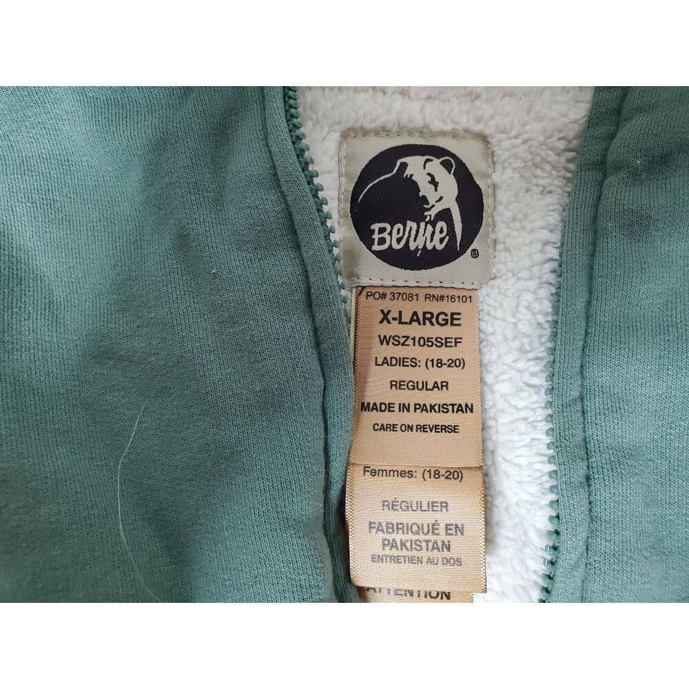 Berne Ladies X-Large Green Sherpa-Lined Zip-Up Hoodie - Thumbnail 3