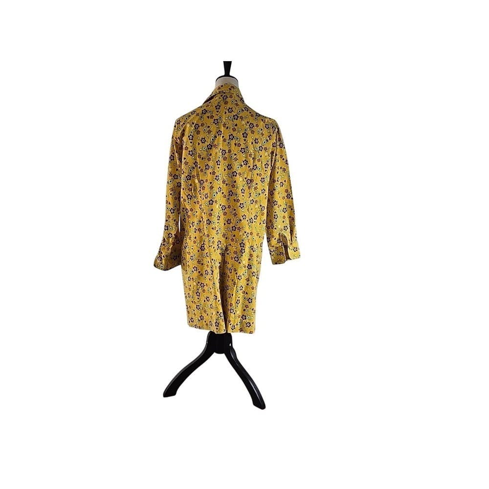 Carol Brent Yellow Floral Print Button Up Long Sleeve Culotte Dress Size 16 1/2 - Thumbnail 5