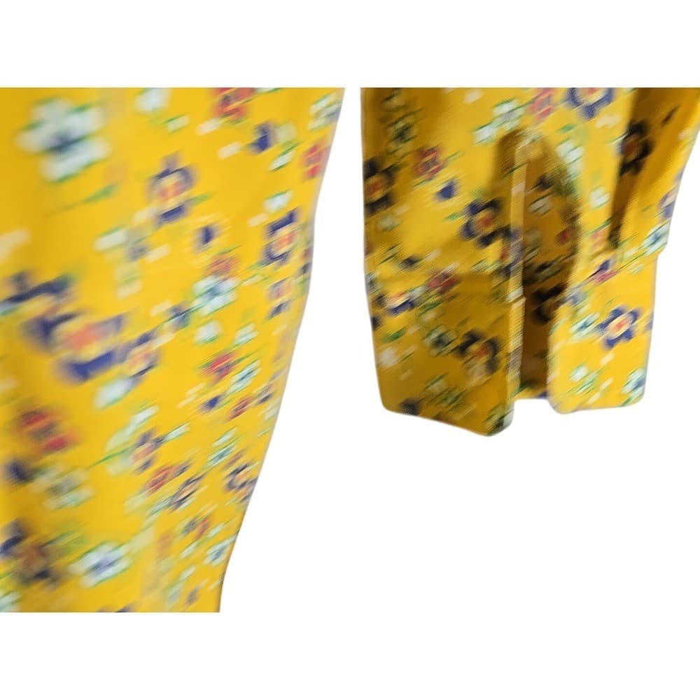 Carol Brent Yellow Floral Print Button Up Long Sleeve Culotte Dress Size 16 1/2 - Thumbnail 4