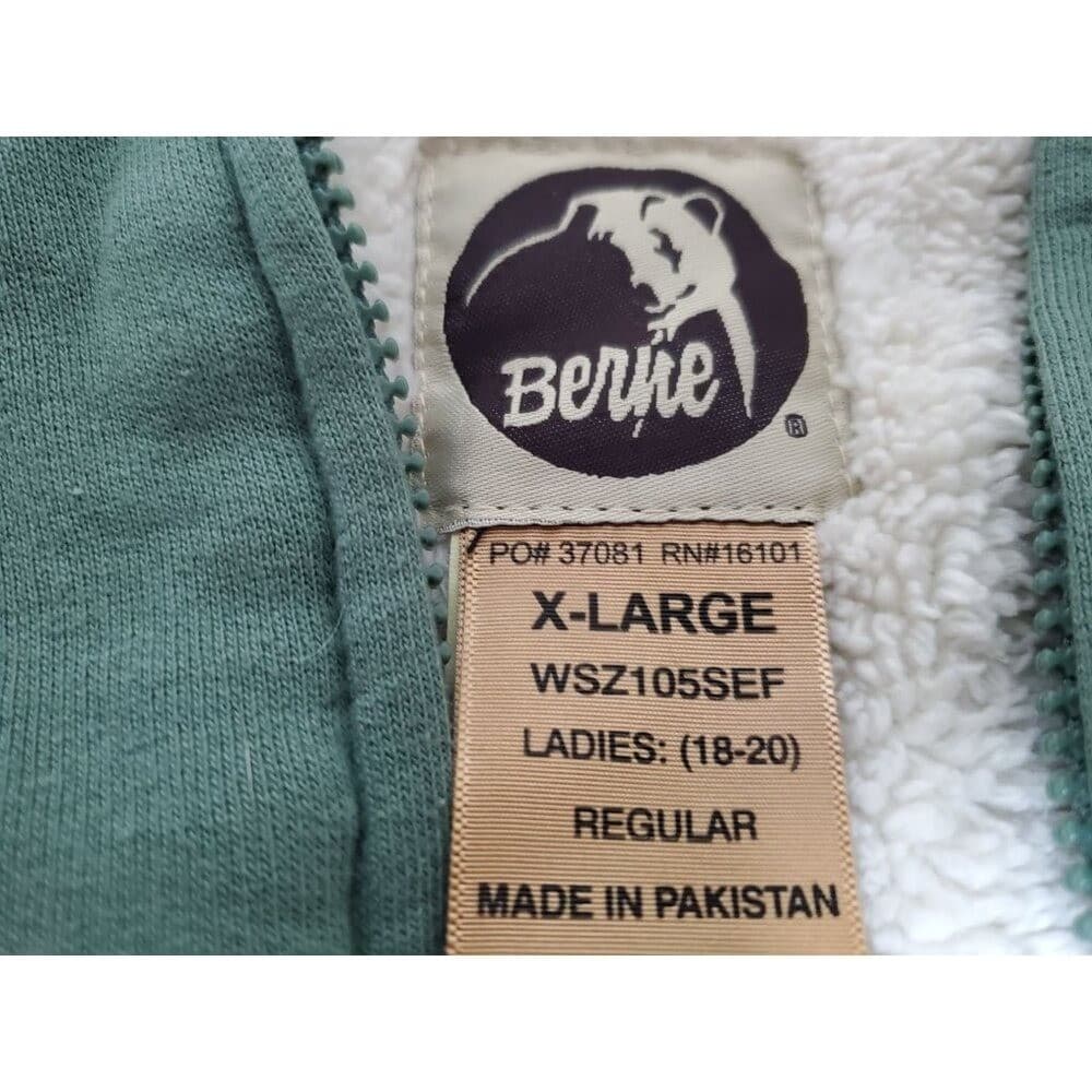 Berne Ladies X-Large Green Sherpa-Lined Zip-Up Hoodie - Thumbnail 4