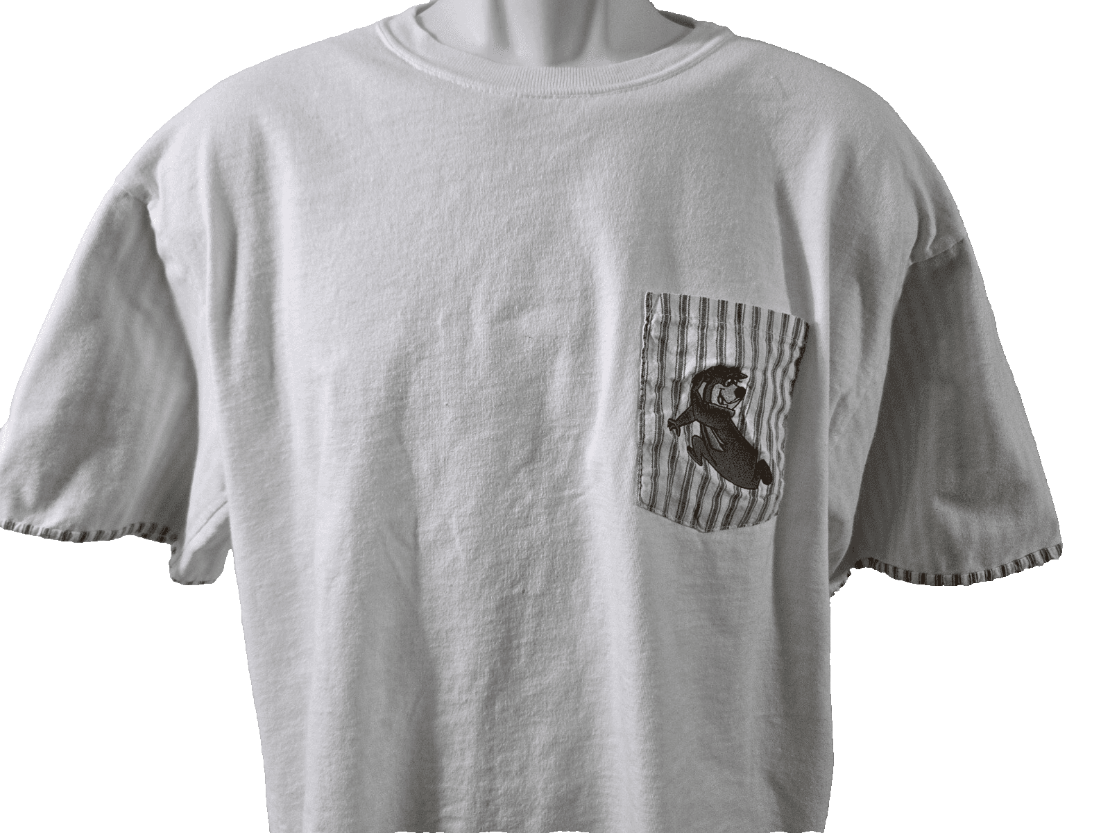 Marlin Tease Yogi Bear Tee Shirt White Size L Vintage 1992 Turn Up Sleeves