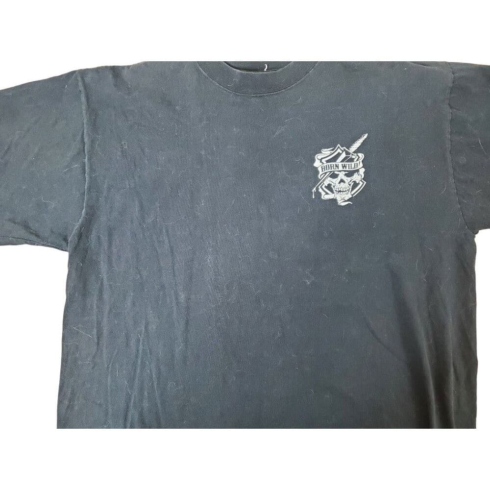 Vintage "Born Wild" Graphic Black T-Shirt With Eagle & "Spirit Of America" Desig - Thumbnail 2