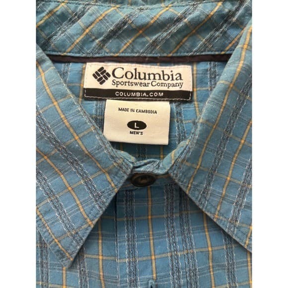 Columbia Sportswear Company Men's Blue Plaid Short Sleeve Button Up Shirt Size L - Thumbnail 2