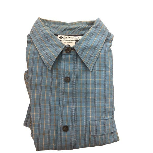 Columbia Sportswear Company Men's Blue Plaid Short Sleeve Button Up Shirt Size L - Thumbnail 4