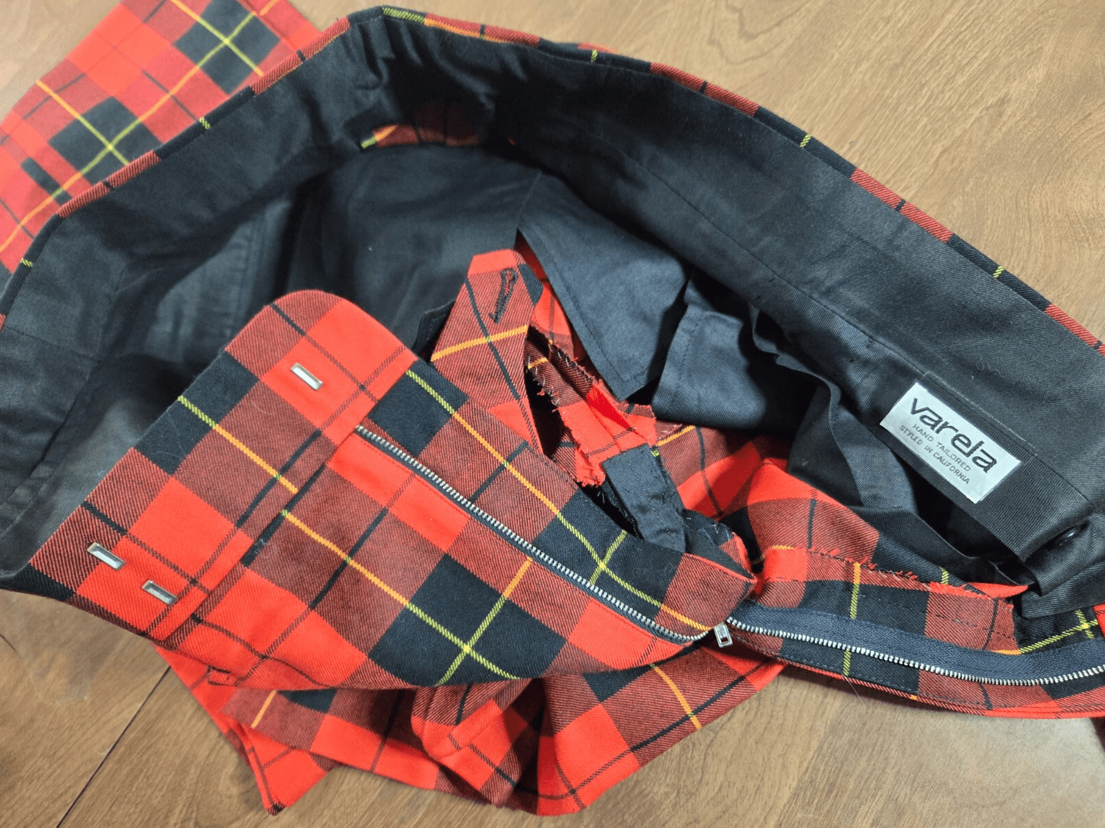 Varela Tartan Plaid Red Vintage Styled In California Flare Men’s Vintage 36 X 32 - Thumbnail 7