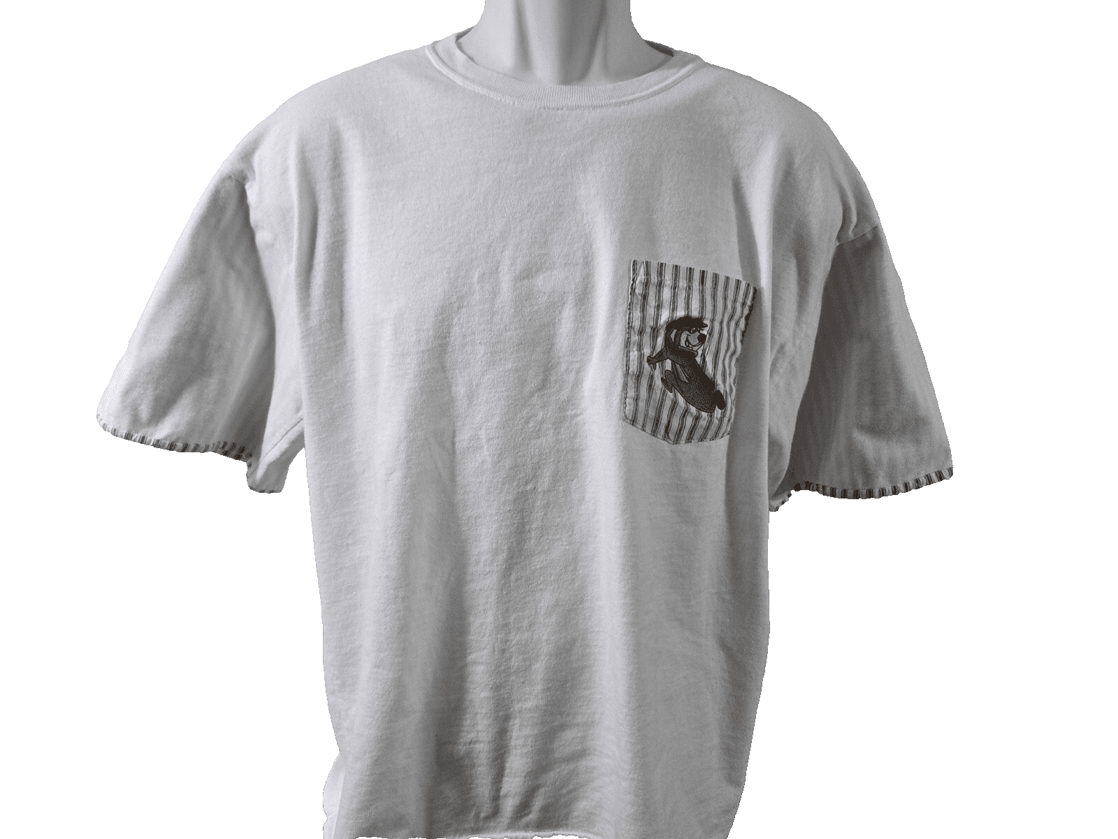 Marlin Tease Yogi Bear Tee Shirt White Size L Vintage 1992 Turn Up Sleeves - Thumbnail 3
