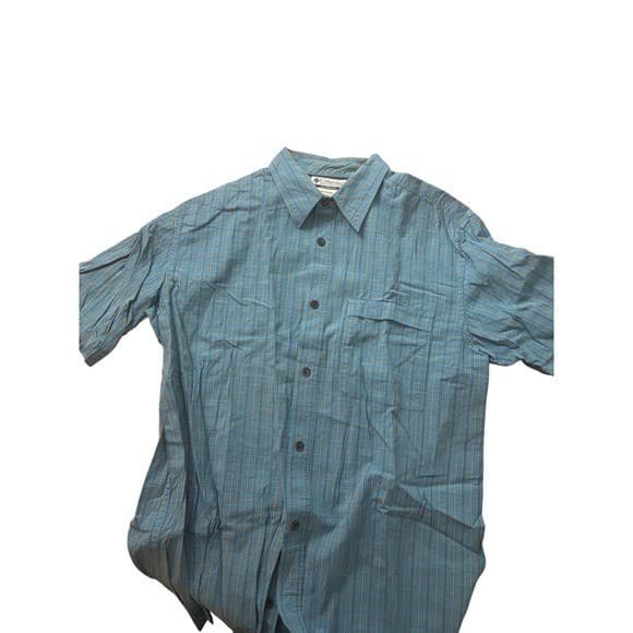 Columbia Sportswear Company Men's Blue Plaid Short Sleeve Button Up Shirt Size L