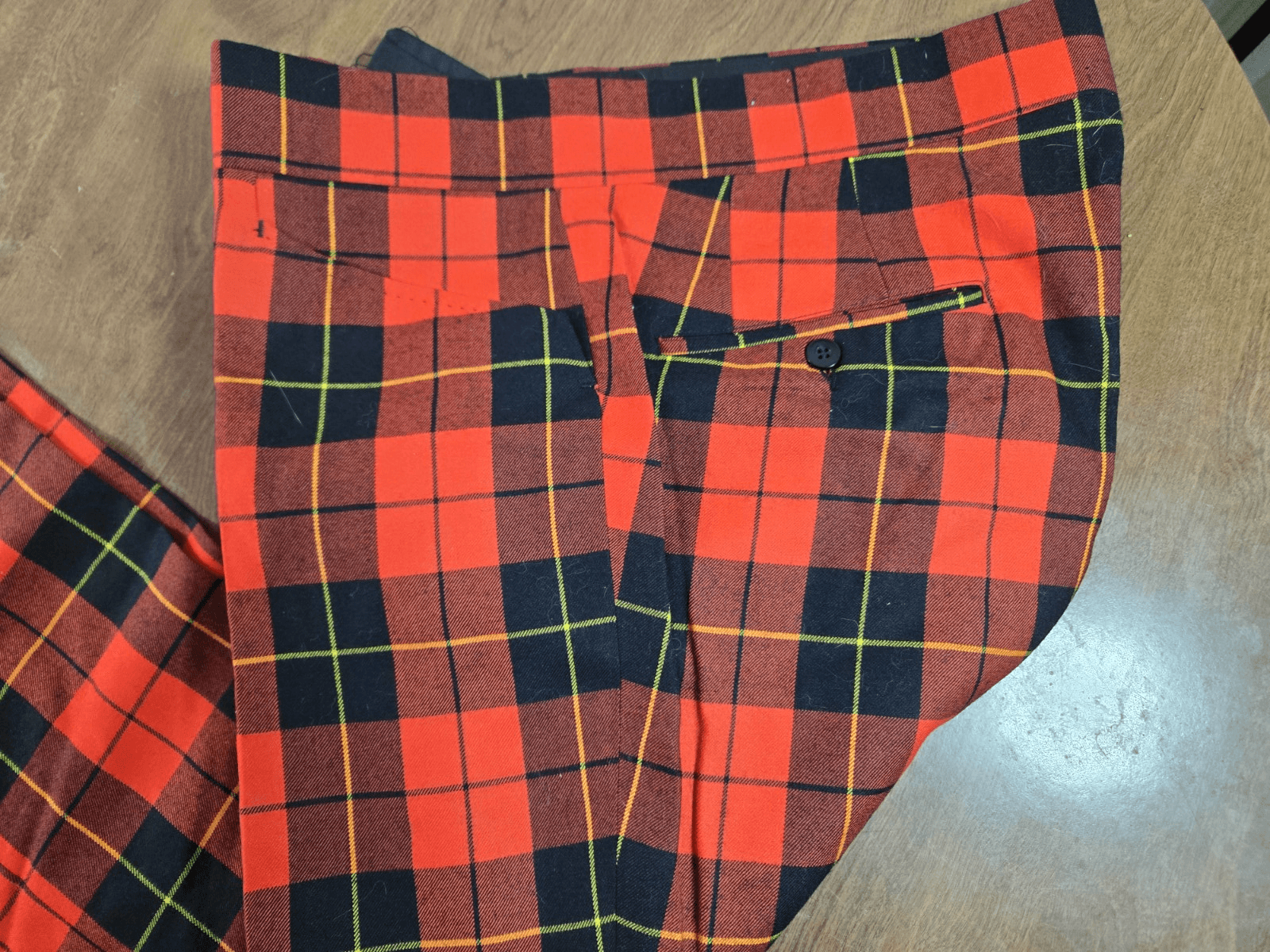 Varela Tartan Plaid Red Vintage Styled In California Flare Men’s Vintage 36 X 32 - Thumbnail 8