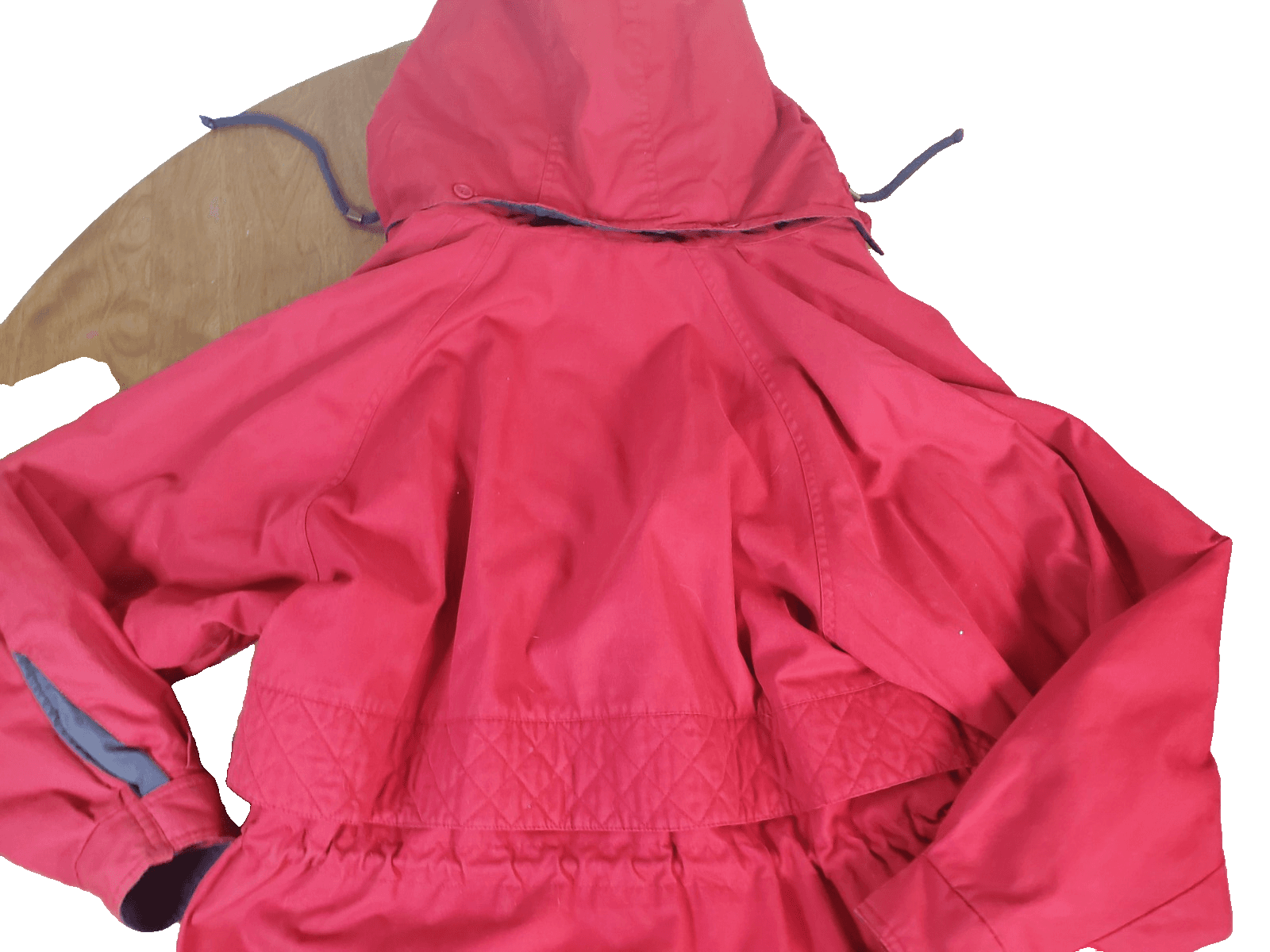 London Fog Vintage Red Jacket Waist Cinch Detachable Hood Zip Up Women's Size L - Thumbnail 2
