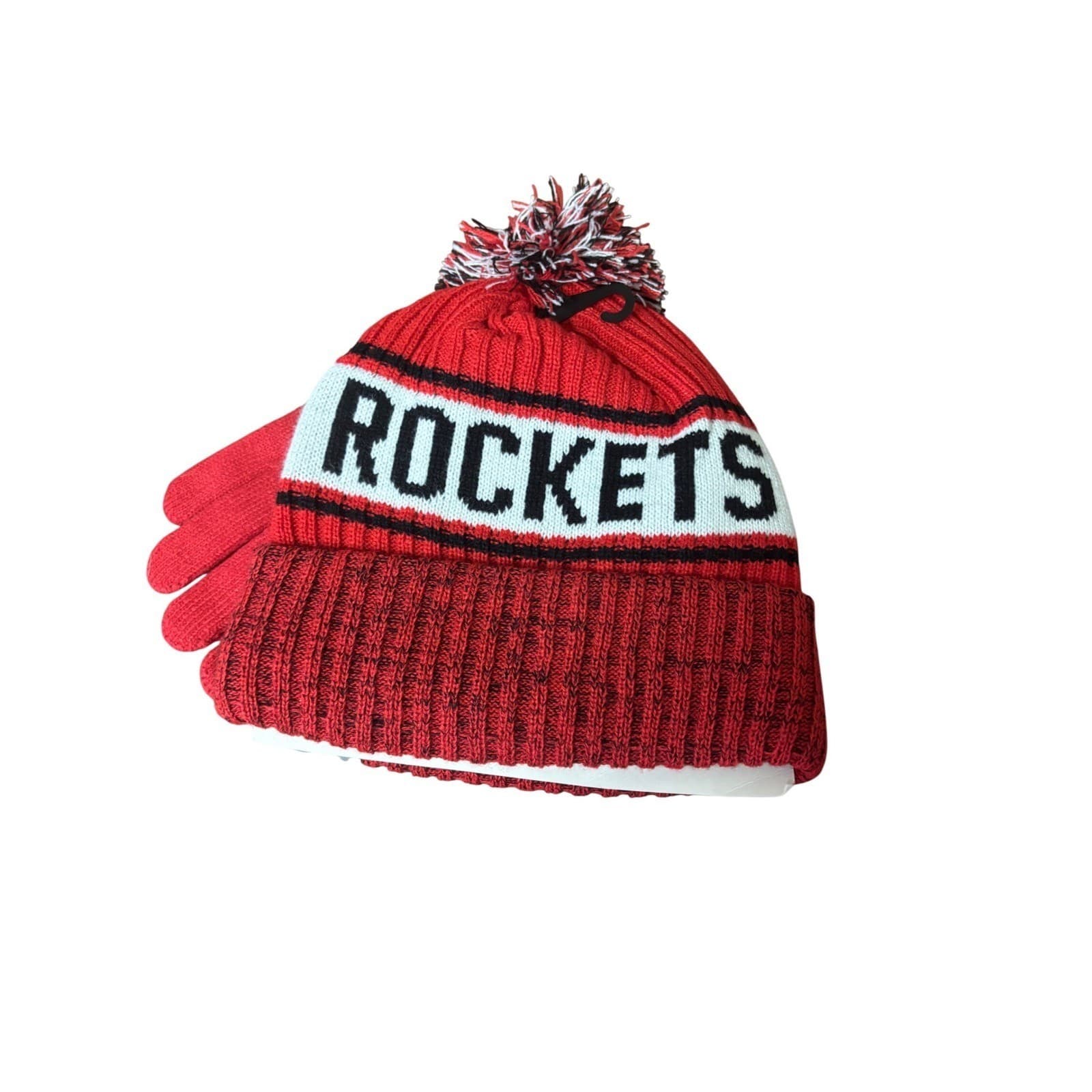 NBA Houston Rockets Beanie Hat and Gloves Set Red Ultra Game NWT Mens Womens - Thumbnail 3