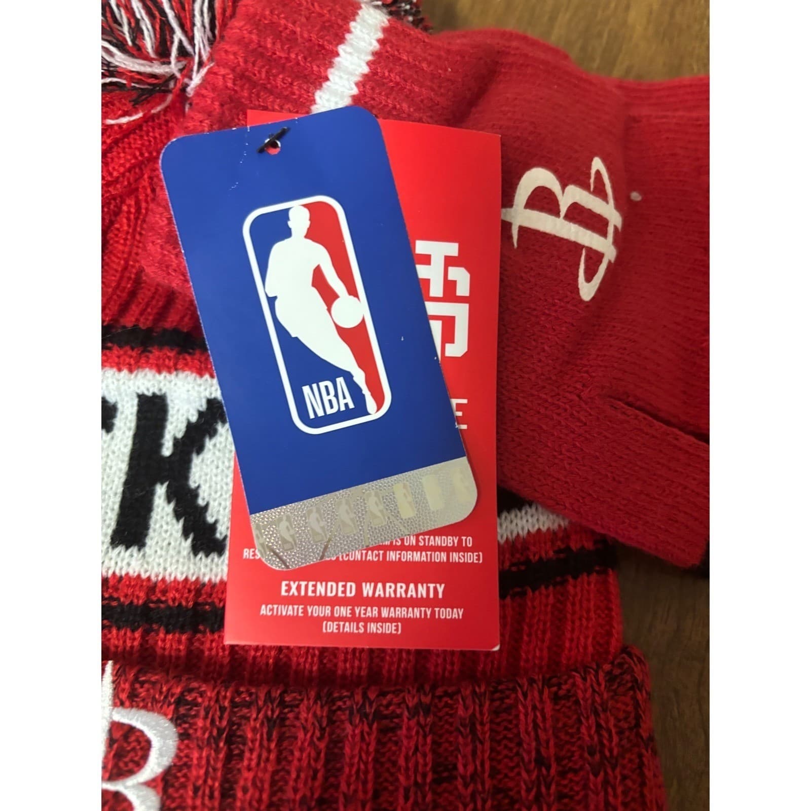 NBA Houston Rockets Beanie Hat and Gloves Set Red Ultra Game NWT Mens Womens - Thumbnail 4