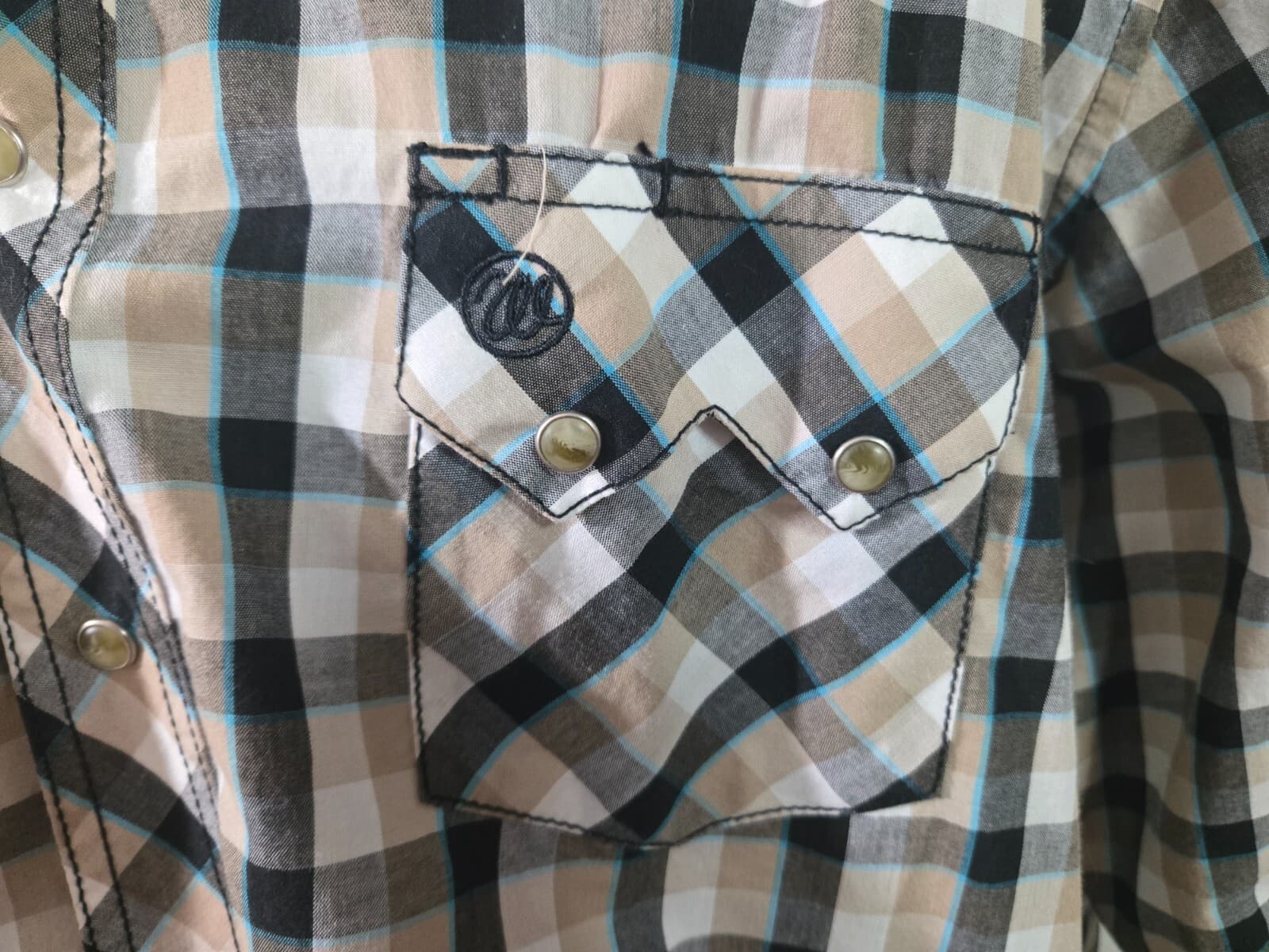 WRANGLER Western Shirt Pearl Snap Long Sleeve Button Up Men's Size 2XL Checkered - Thumbnail 5