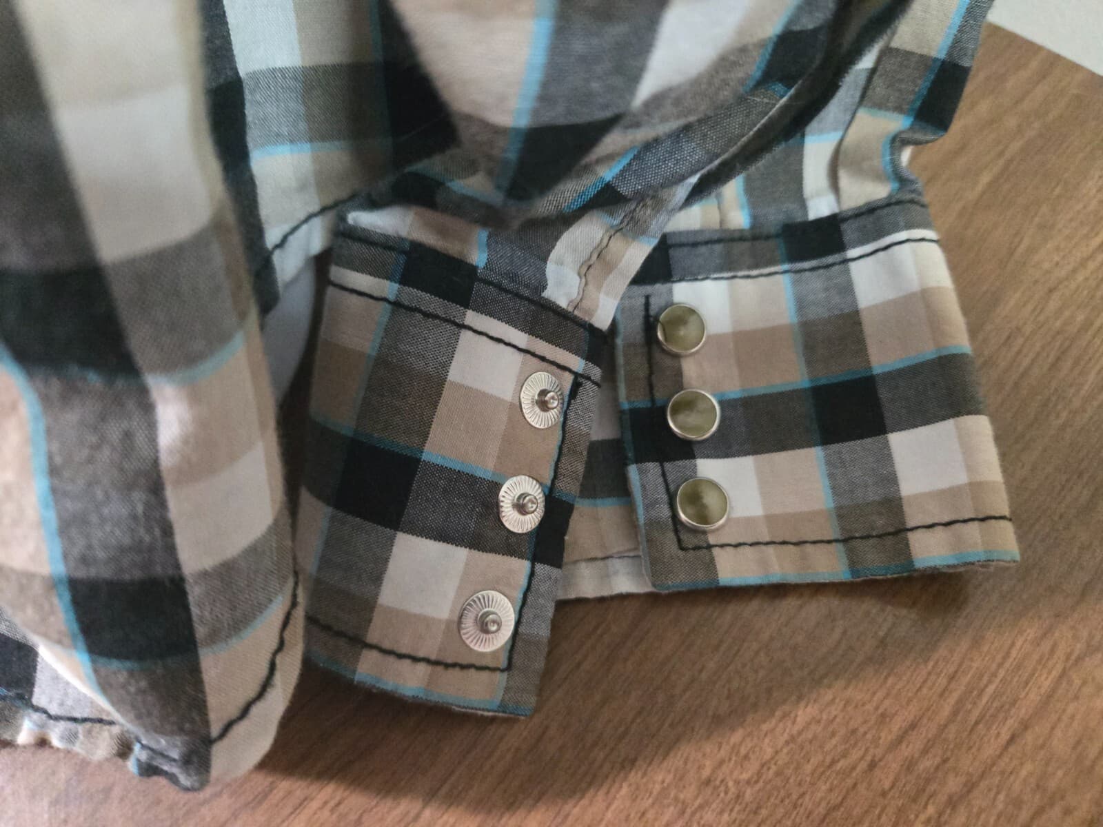 WRANGLER Western Shirt Pearl Snap Long Sleeve Button Up Men's Size 2XL Checkered - Thumbnail 6