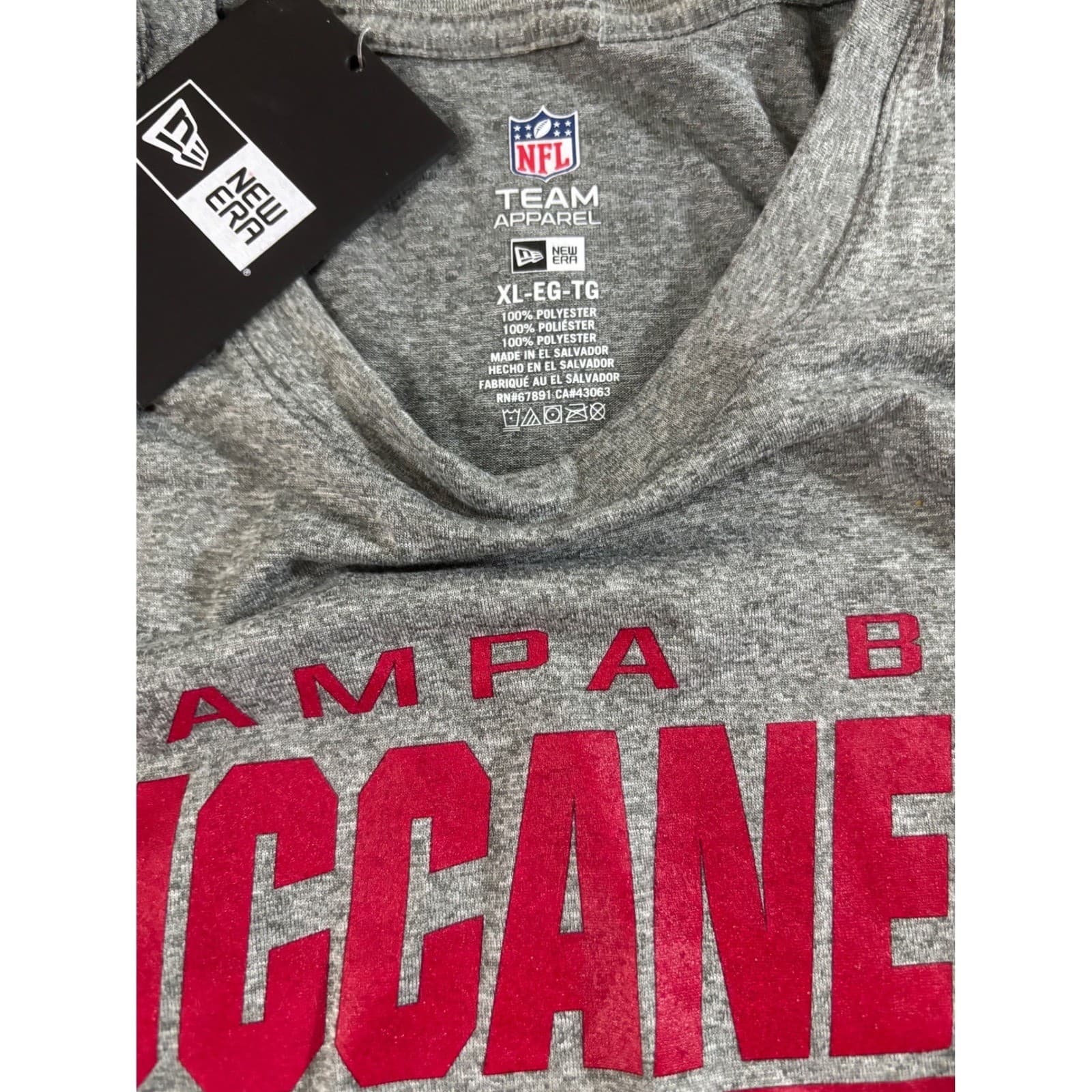 New Era NFL Tampa Bay Buccaneers Team Apparel T Shirt XL EG TG Gray Polyester - Thumbnail 2