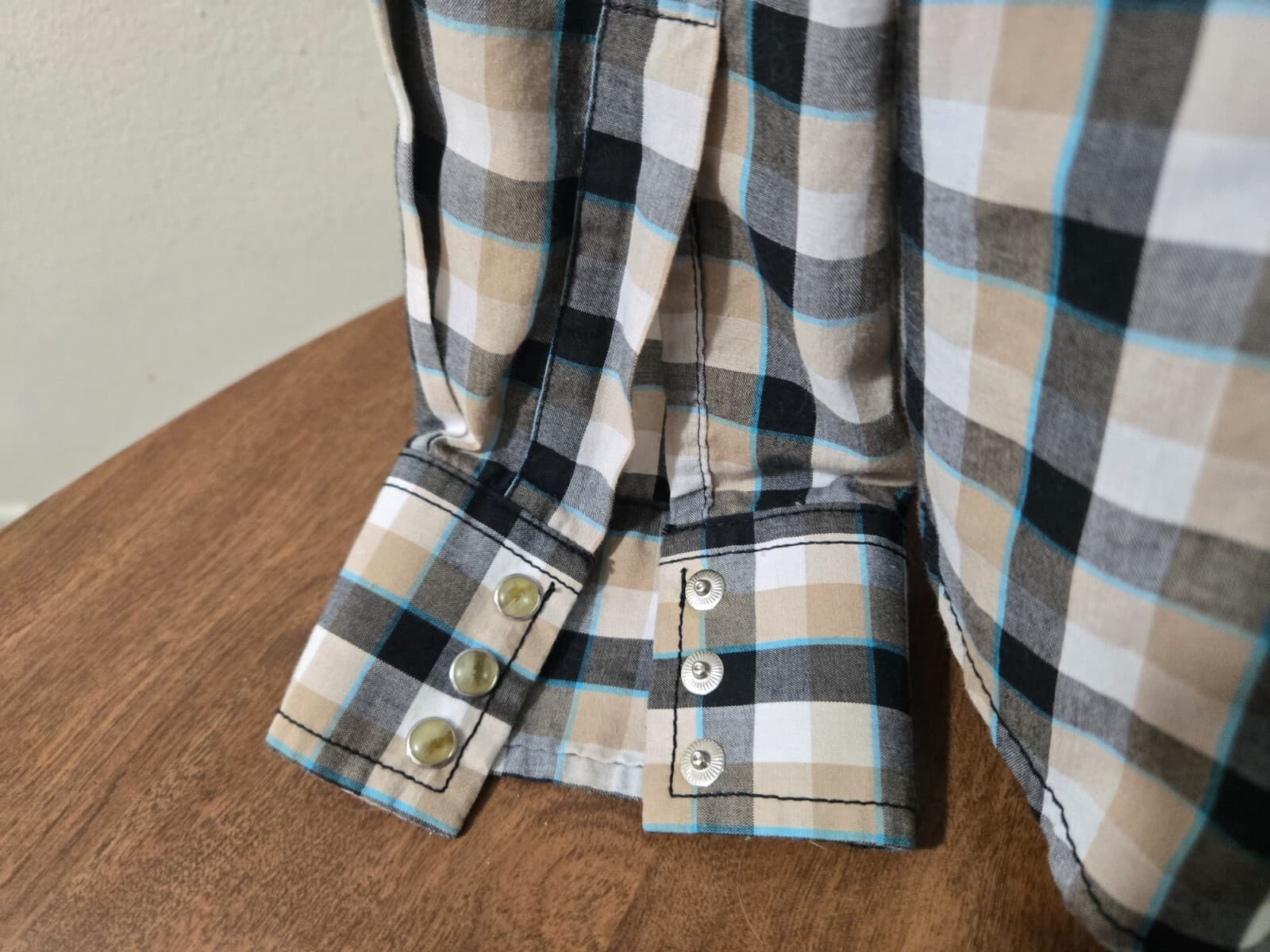 WRANGLER Western Shirt Pearl Snap Long Sleeve Button Up Men's Size 2XL Checkered - Thumbnail 7