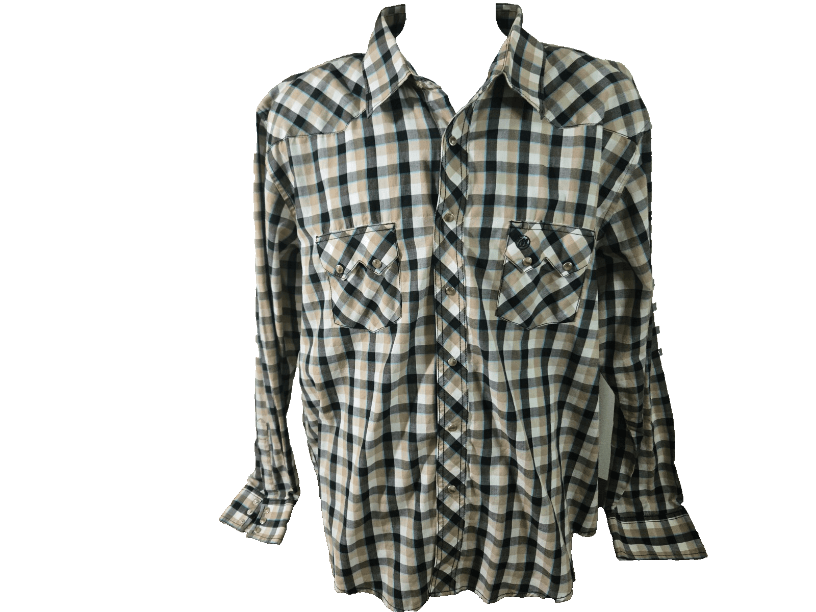 WRANGLER Western Shirt Pearl Snap Long Sleeve Button Up Men's Size 2XL Checkered