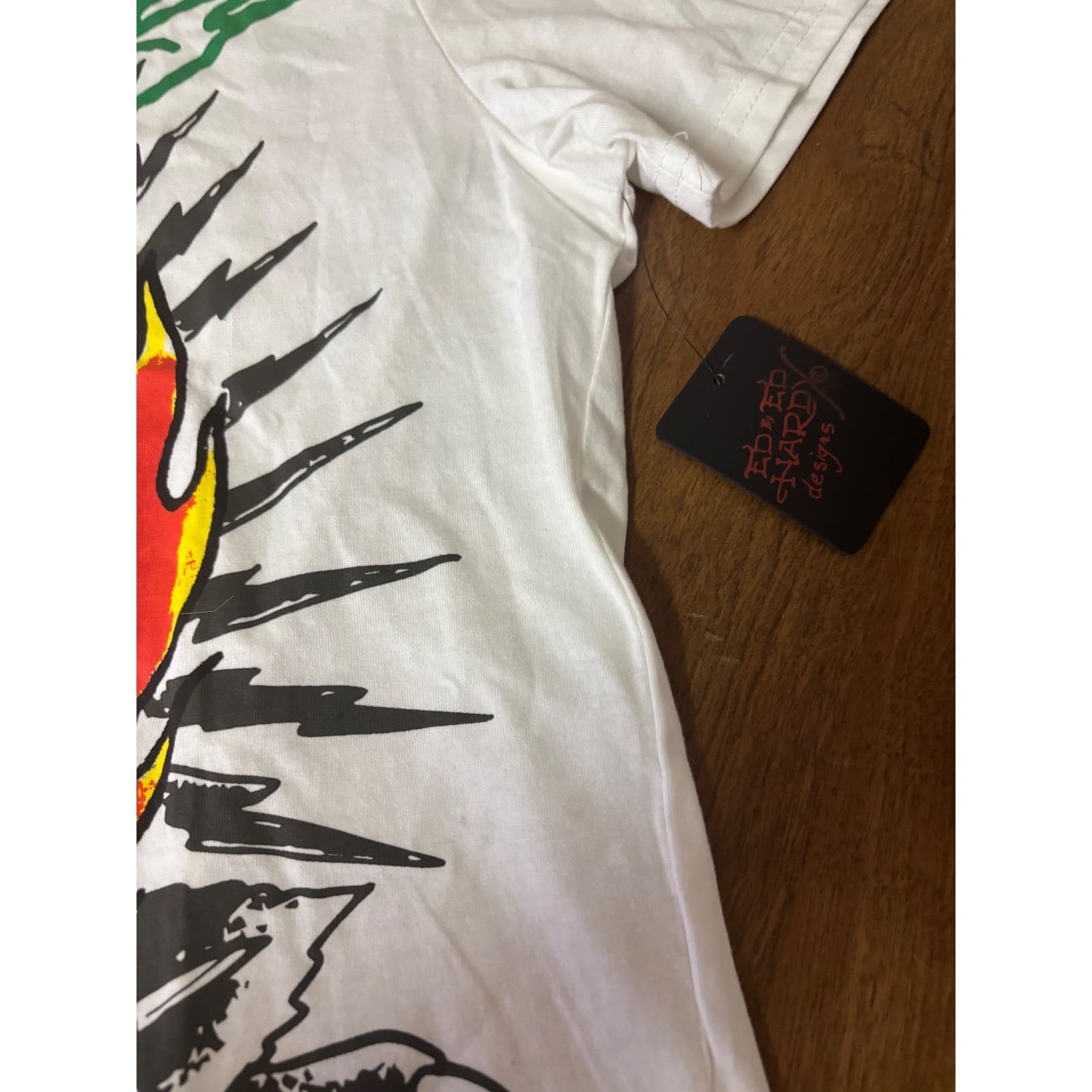 Ed Hardy Mens Skull 13 Flaming Dagger Graphic T-Shirt White L EHMB1100-37 NWT - Thumbnail 5
