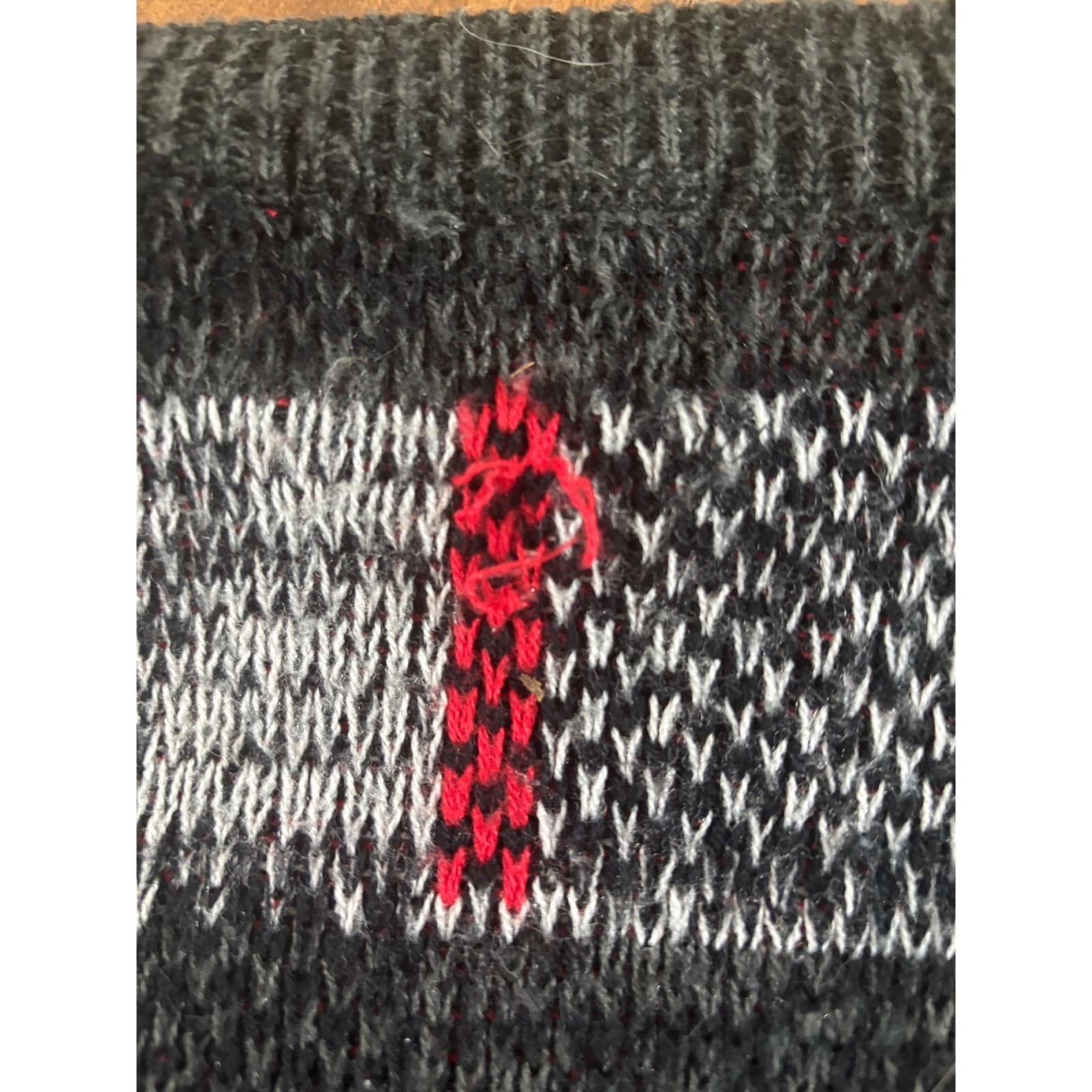 Vintage Sasson Mens Cardigan Sweater Medium Black Gray Red Geometric Knit 80s 90 - Thumbnail 4