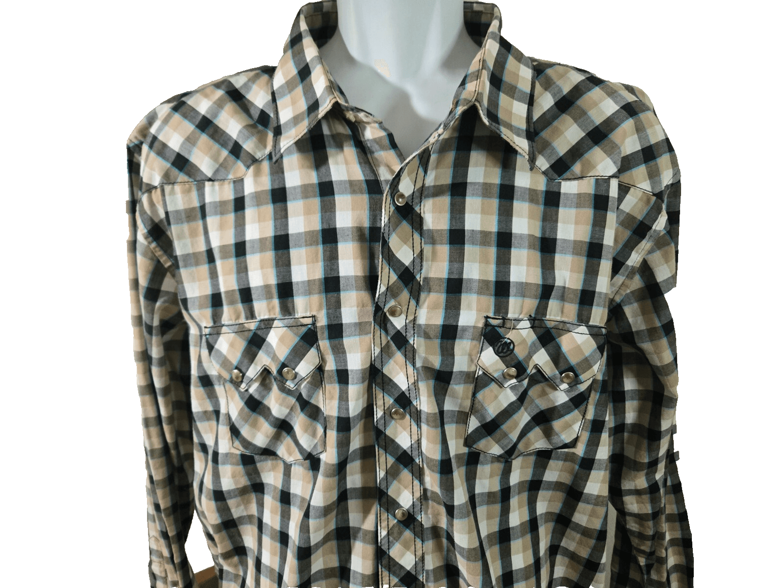 WRANGLER Western Shirt Pearl Snap Long Sleeve Button Up Men's Size 2XL Checkered - Thumbnail 2