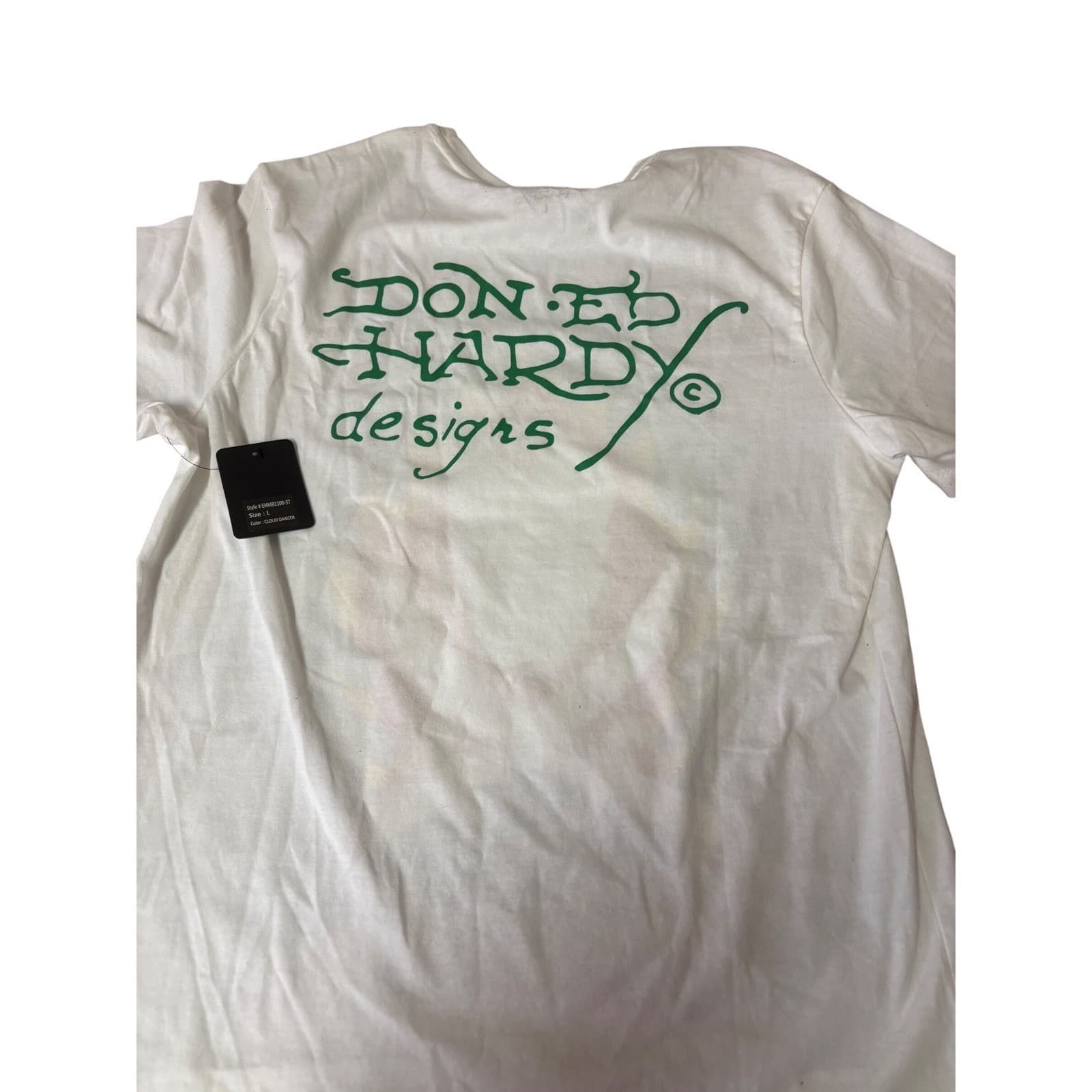 Ed Hardy Mens Skull 13 Flaming Dagger Graphic T-Shirt White L EHMB1100-37 NWT - Thumbnail 3