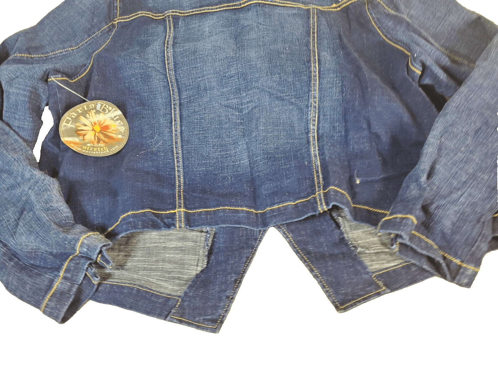 Paris Blues Womens Size 3 Dark Wash Denim Jacket Tagged Torrid Gold Stitching - Thumbnail 7
