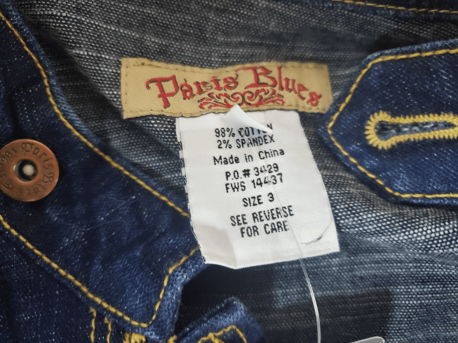 Paris Blues Womens Size 3 Dark Wash Denim Jacket Tagged Torrid Gold Stitching - Thumbnail 9