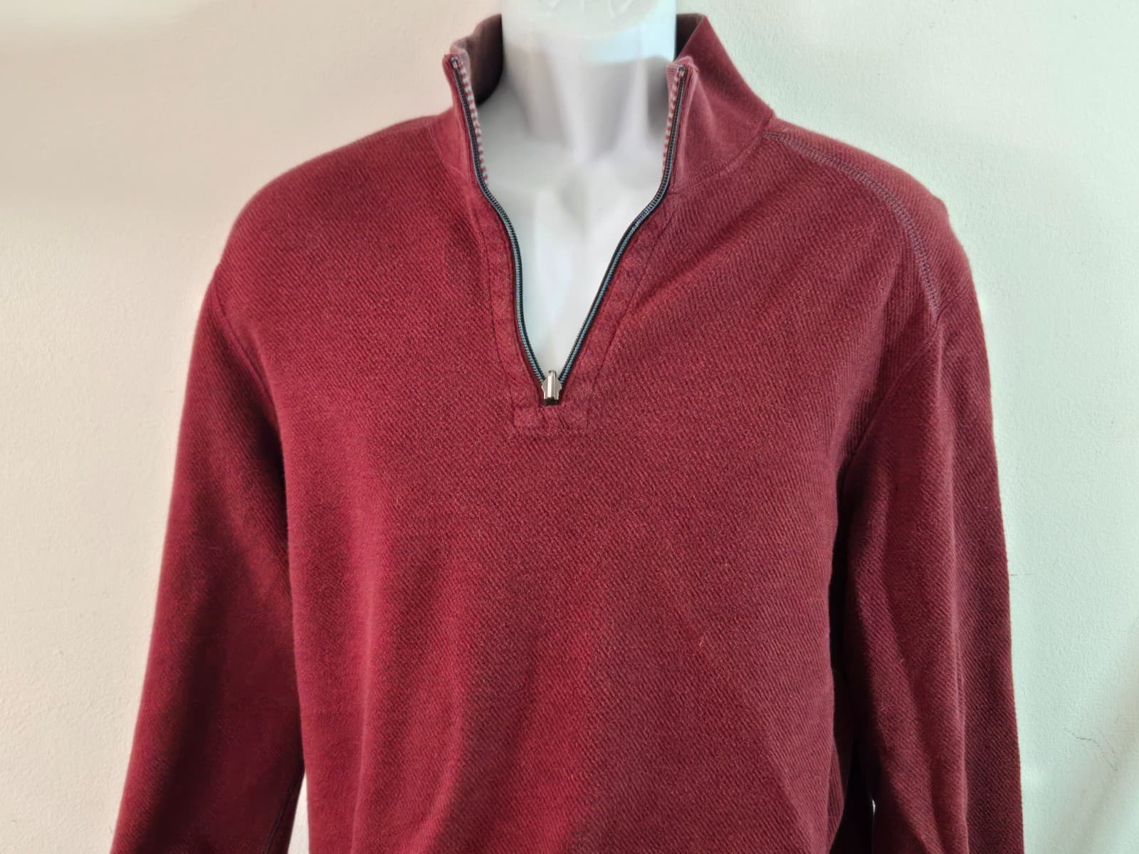 Tommy Bahama Men Pullover Shirt Mens Large 3/4 Zip Long Sleeve Maroon Logo - Thumbnail 4