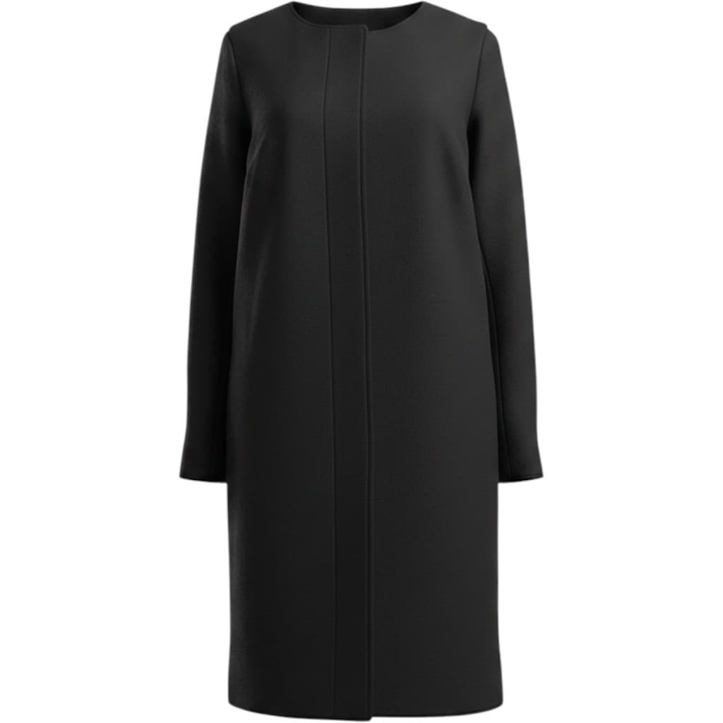 Talbots Plus Womens 1X Black Collarless Zip Front Wool Blend Coat New NWT