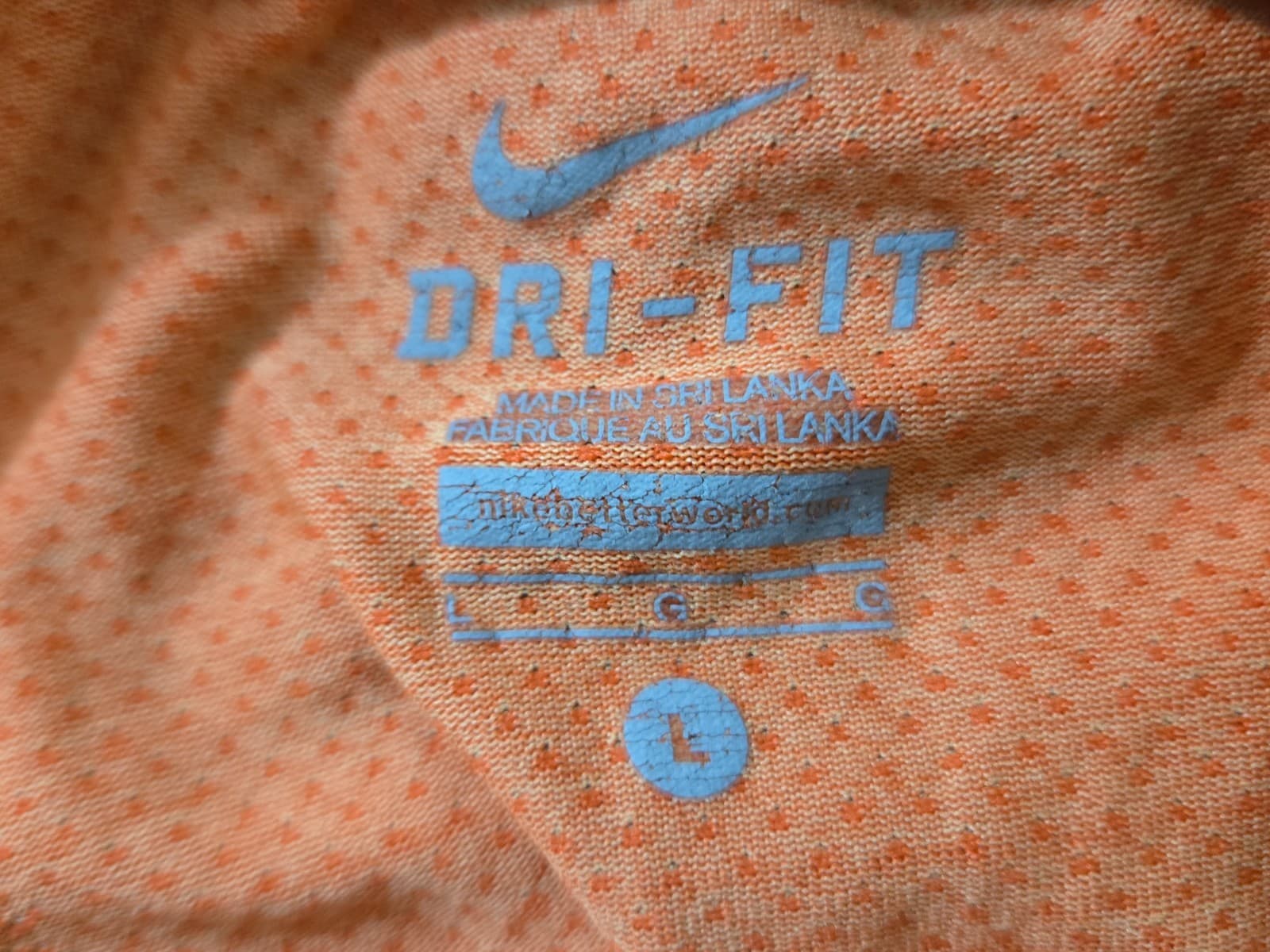 Nike Shirt Mens Large Dri Fit Crew Short Sleeve Pullover Athletic Stretch Orange - Thumbnail 4