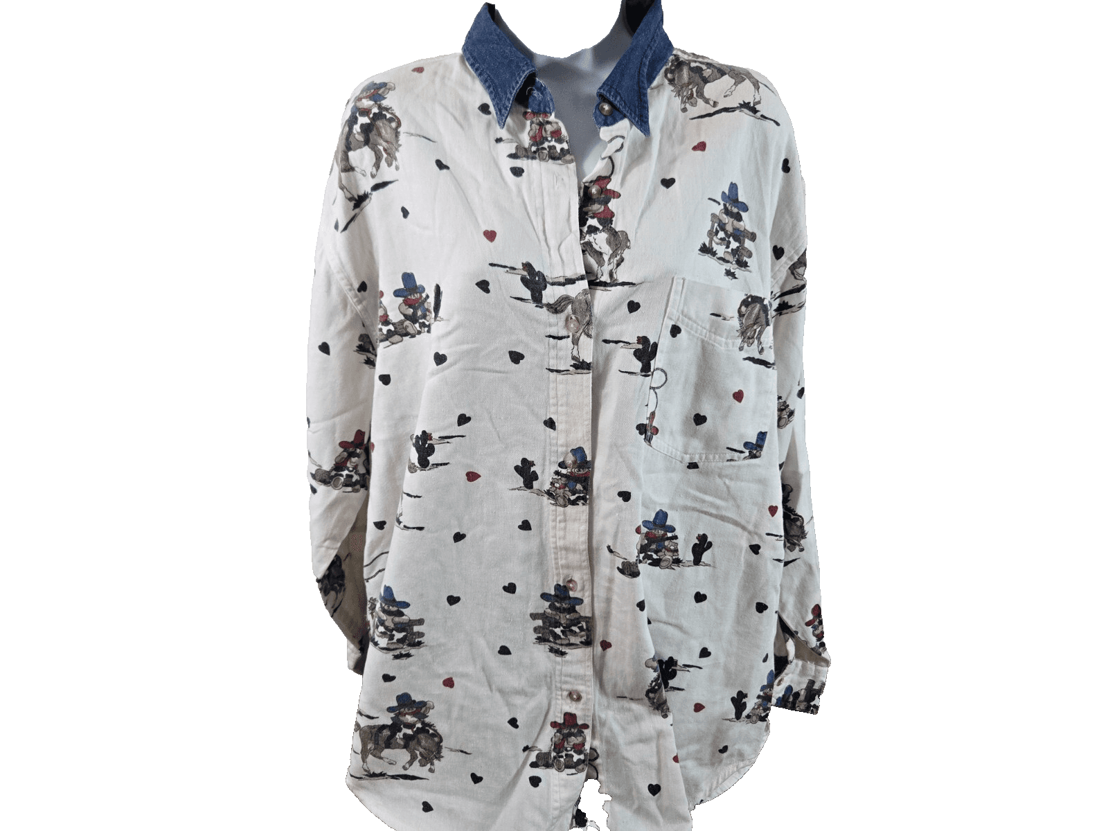 Quizz New York Plus Vintage Long Sleeved Shirt Size 20 Western Bears Ponies - Thumbnail 2