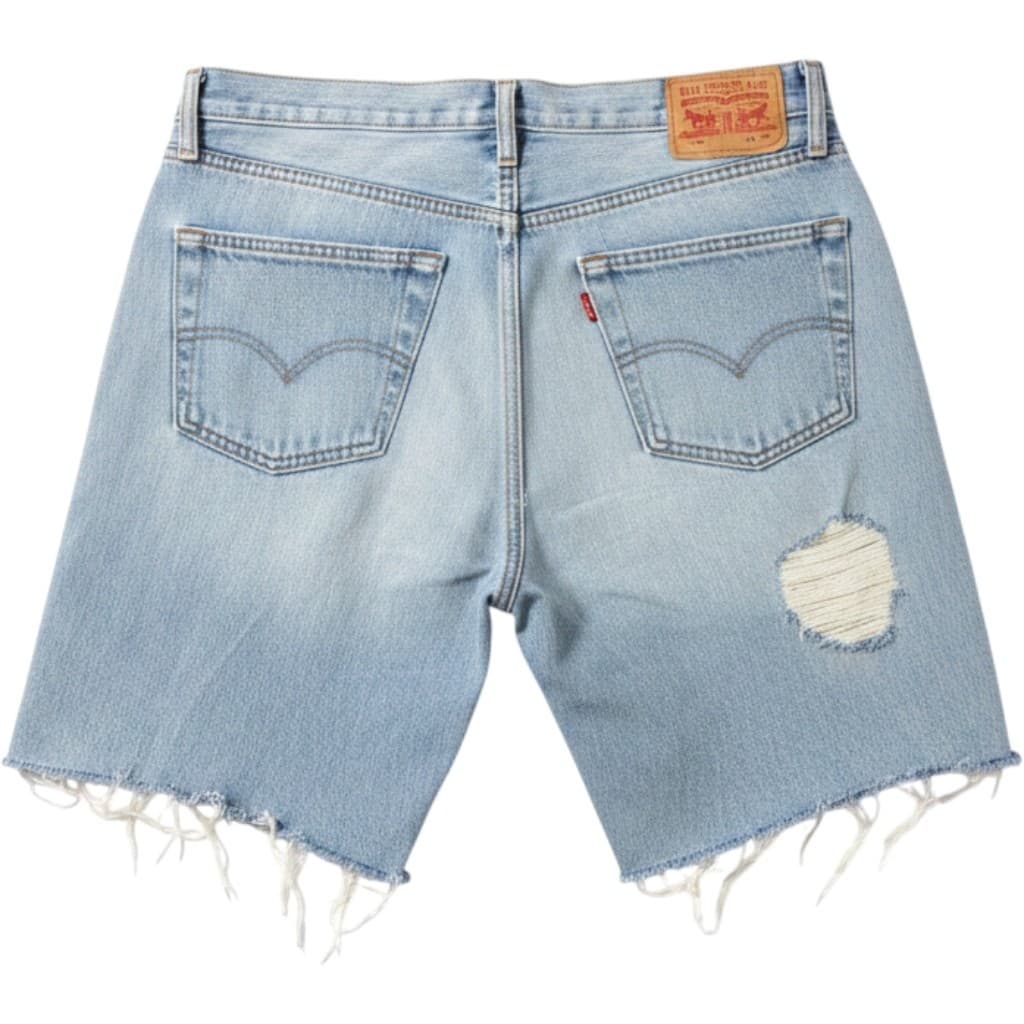 Levis 511 Slim Fit Denim Shorts Mens 31 Light Wash Distressed Ripped Cut Off - Thumbnail 2