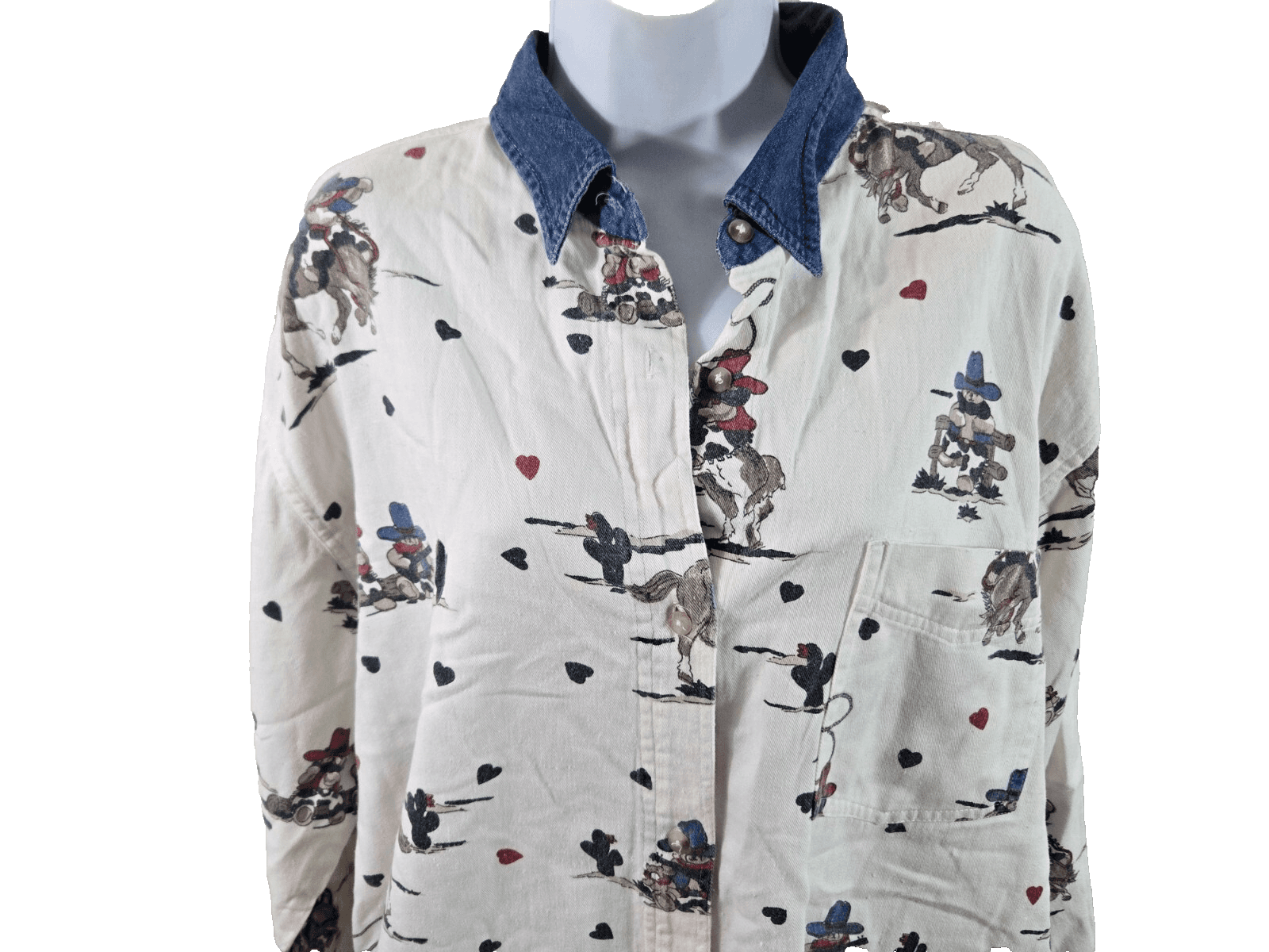 Quizz New York Plus Vintage Long Sleeved Shirt Size 20 Western Bears Ponies