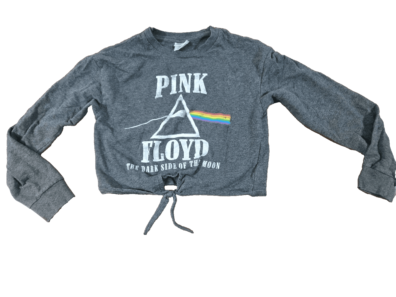 Pink Floyd Dark Side of Moon Cropped Front Tie Long Sleeve Shirt Women's XS