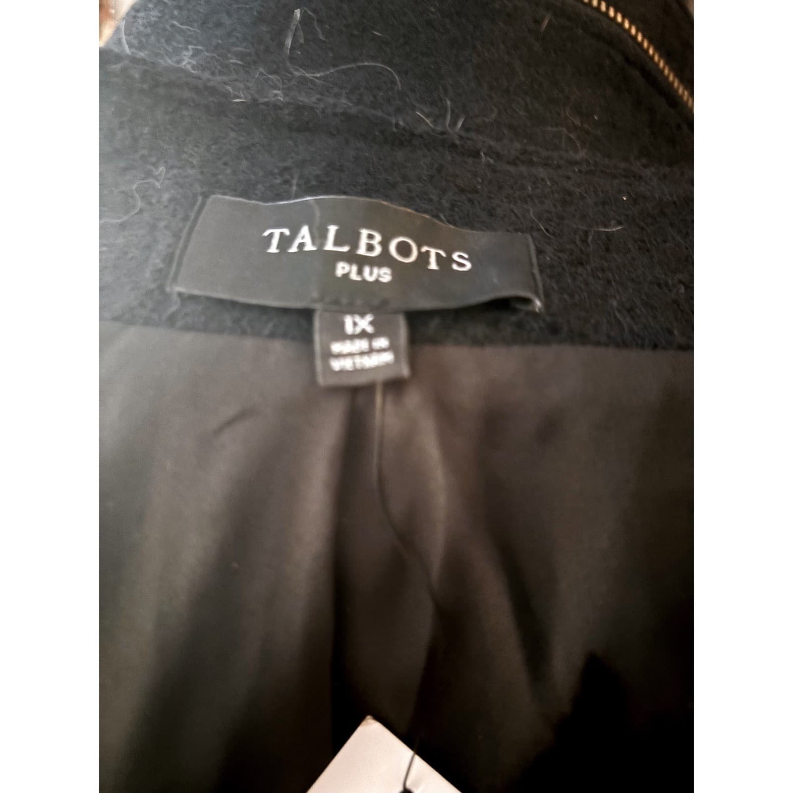 Talbots Plus Womens 1X Black Collarless Zip Front Wool Blend Coat New NWT - Thumbnail 6