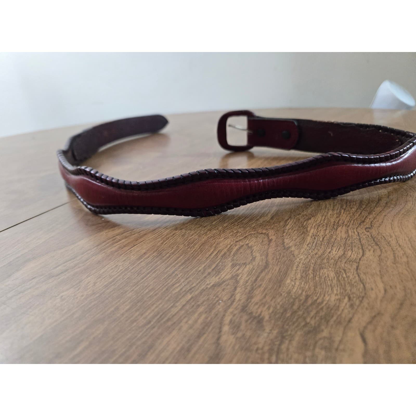 Mens Western Leather Belt Tooled Buckle Brown Vintage Style - Thumbnail 5