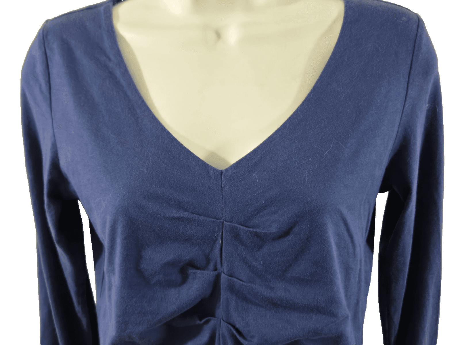 Cabi Size M Royal Blue Scrunched Front And Sleeves V Neck Cotton Blend - Thumbnail 2