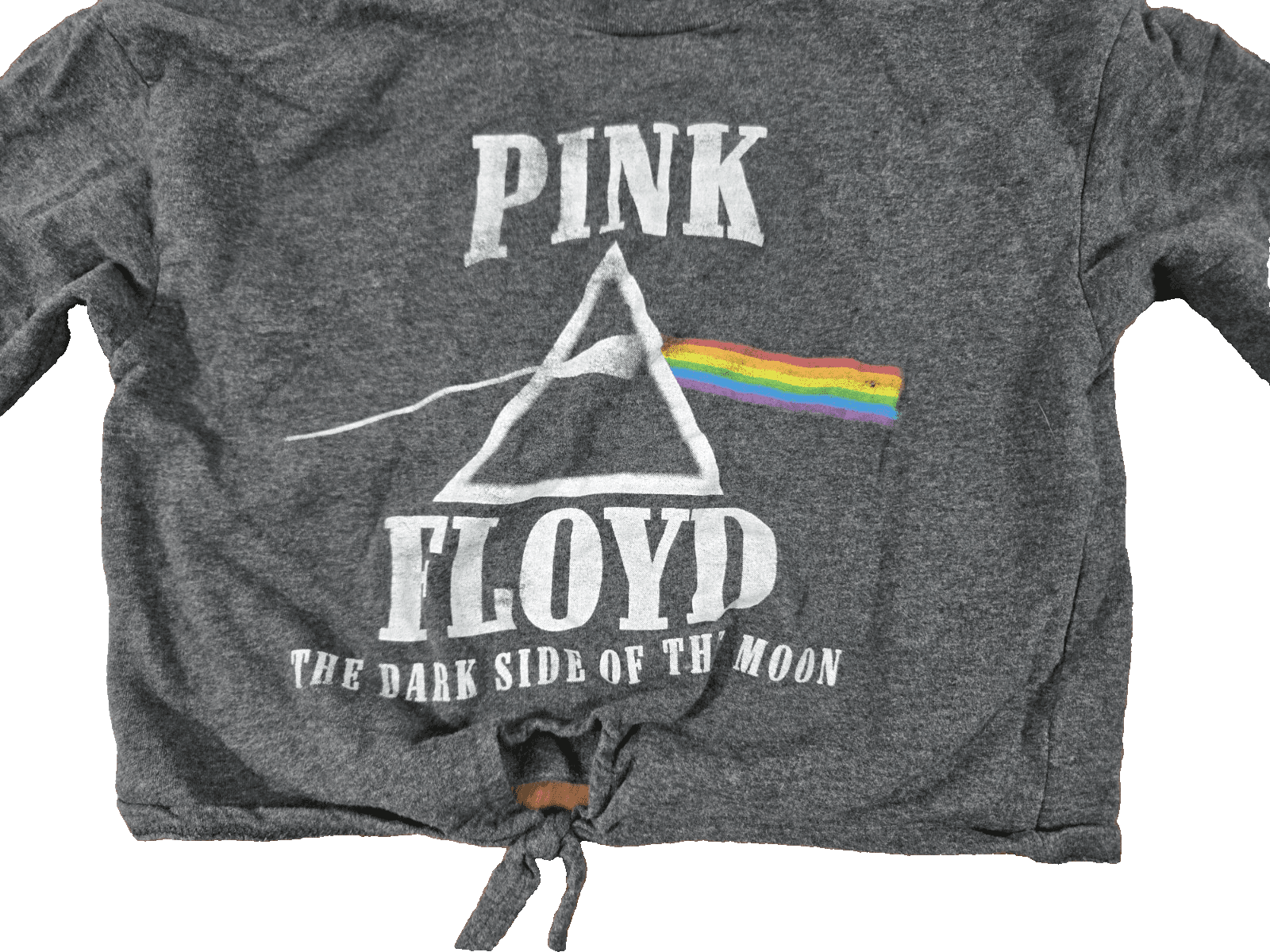 Pink Floyd Dark Side of Moon Cropped Front Tie Long Sleeve Shirt Women's XS - Thumbnail 3