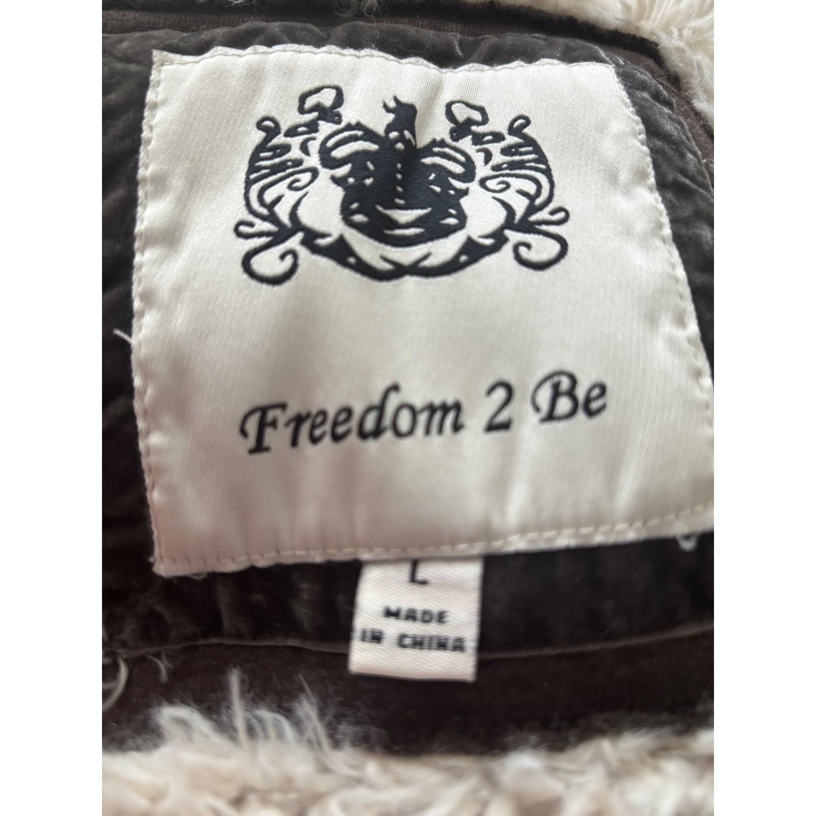 Freedom 2 Be Womens Brown Sherpa Lined Hooded Sweatshirt American Vintage Large - Thumbnail 6