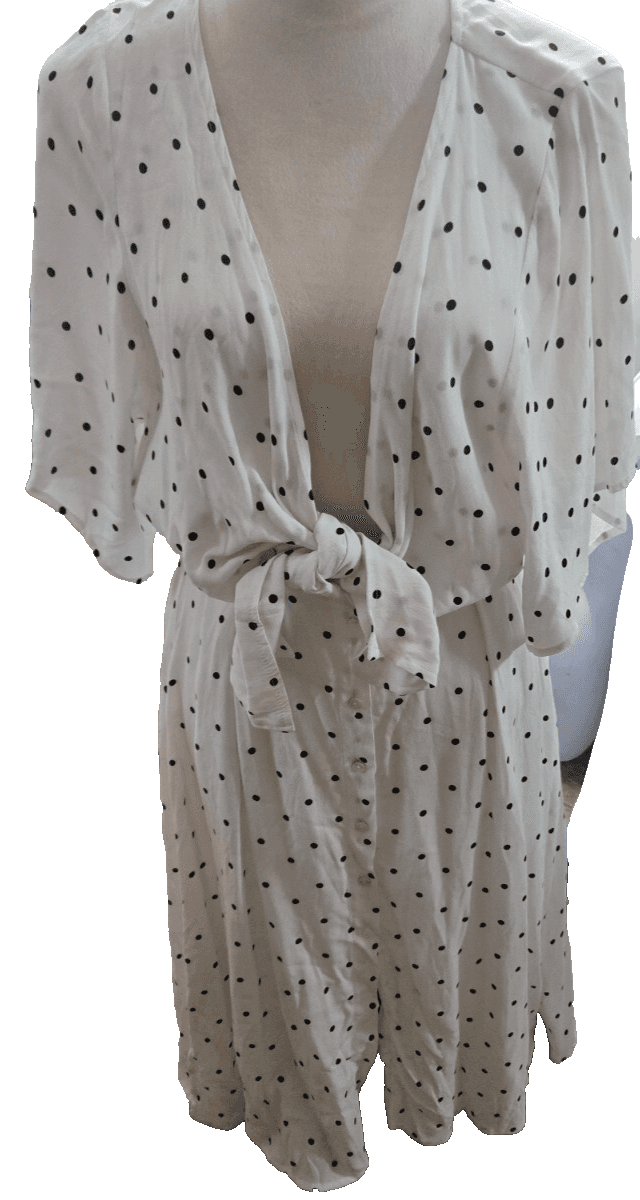 Olivaceous Maxi Dress Women Small Black White Polka Dot Size S Front Tie - Thumbnail 2